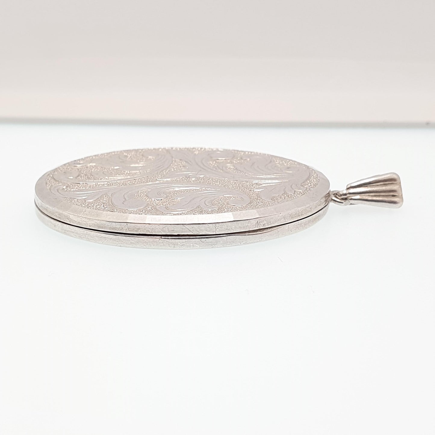 Vintage GEORG JENSEN Sterling Silver Locket Very Large Big 1969 Hallmark Engraved Necklace Pendant Picture Photo Womens Jewelry Jewellery