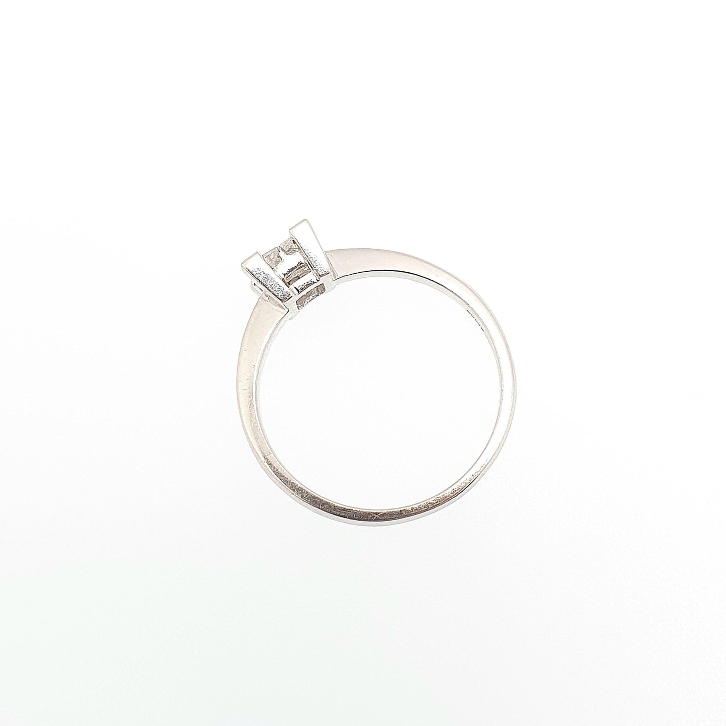 Solid 9ct 9k Gold Diamond Ring Princess Cut Natural Diamonds 0.2ct White Gold 375 Real Gemstone Fine Estate Womens Jewelry Jewellery