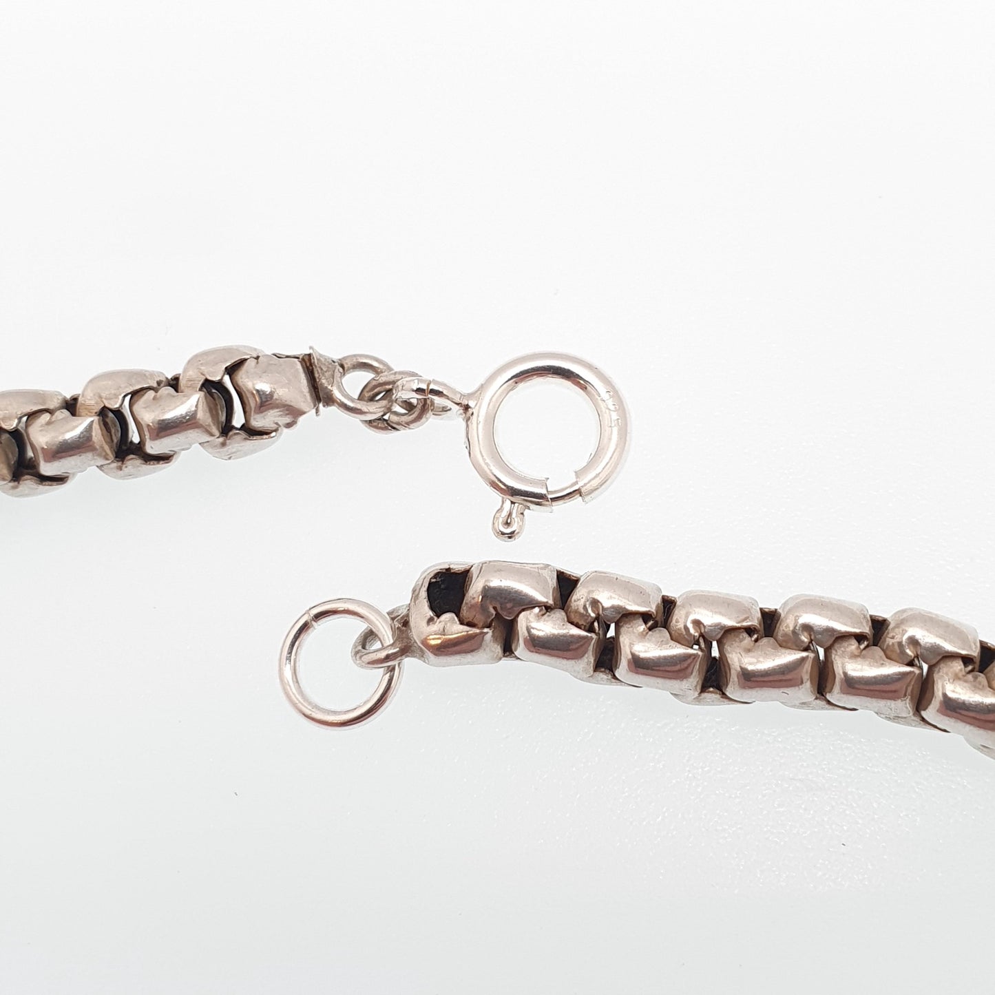 Antique Victorian Solid Silver Belcher Link Chain Necklace 42cm 16.5" 20.27g Rounded Box Square 1800s Vintage Mens Womens Jewelry Jewelry