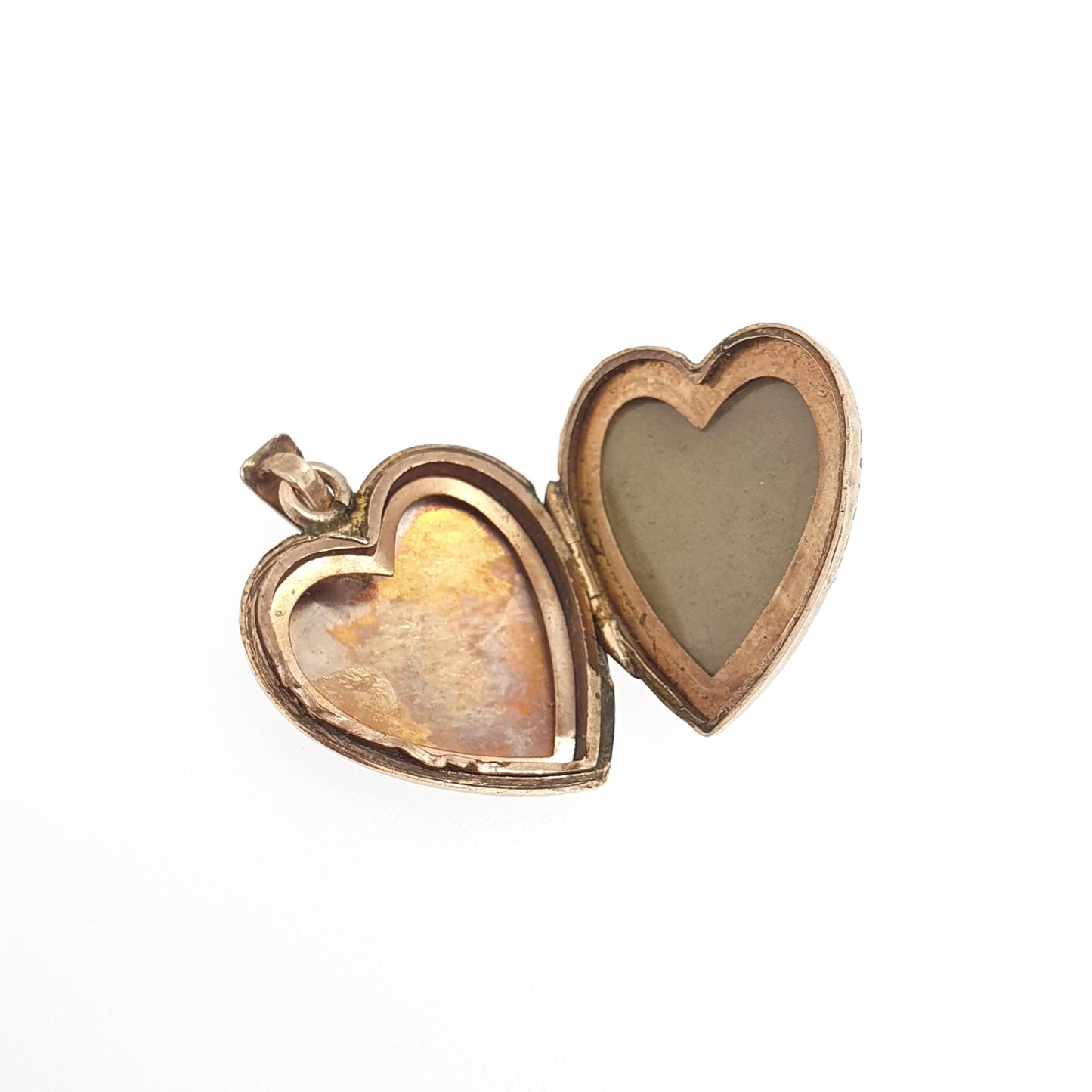 Antique 9ct Gold Heart Locket Cute Engraved Solid 9k 375 Pendant Fine Estate Love Gift Back & Front Necklace Retro Jewelry Womens Jewellery
