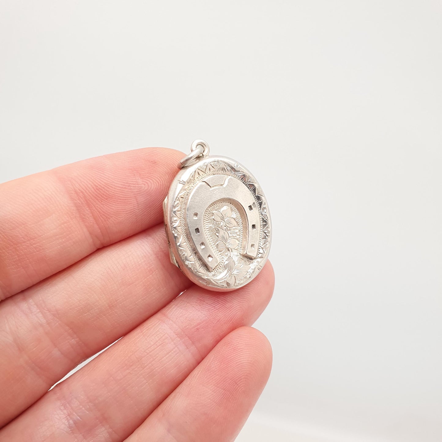 Antique Sterling Silver Horseshoe Locket Necklace Oval Victorian Pendant 1884 Hallmarked Horse Riding Necklace Vintage Jewelry Jewellery