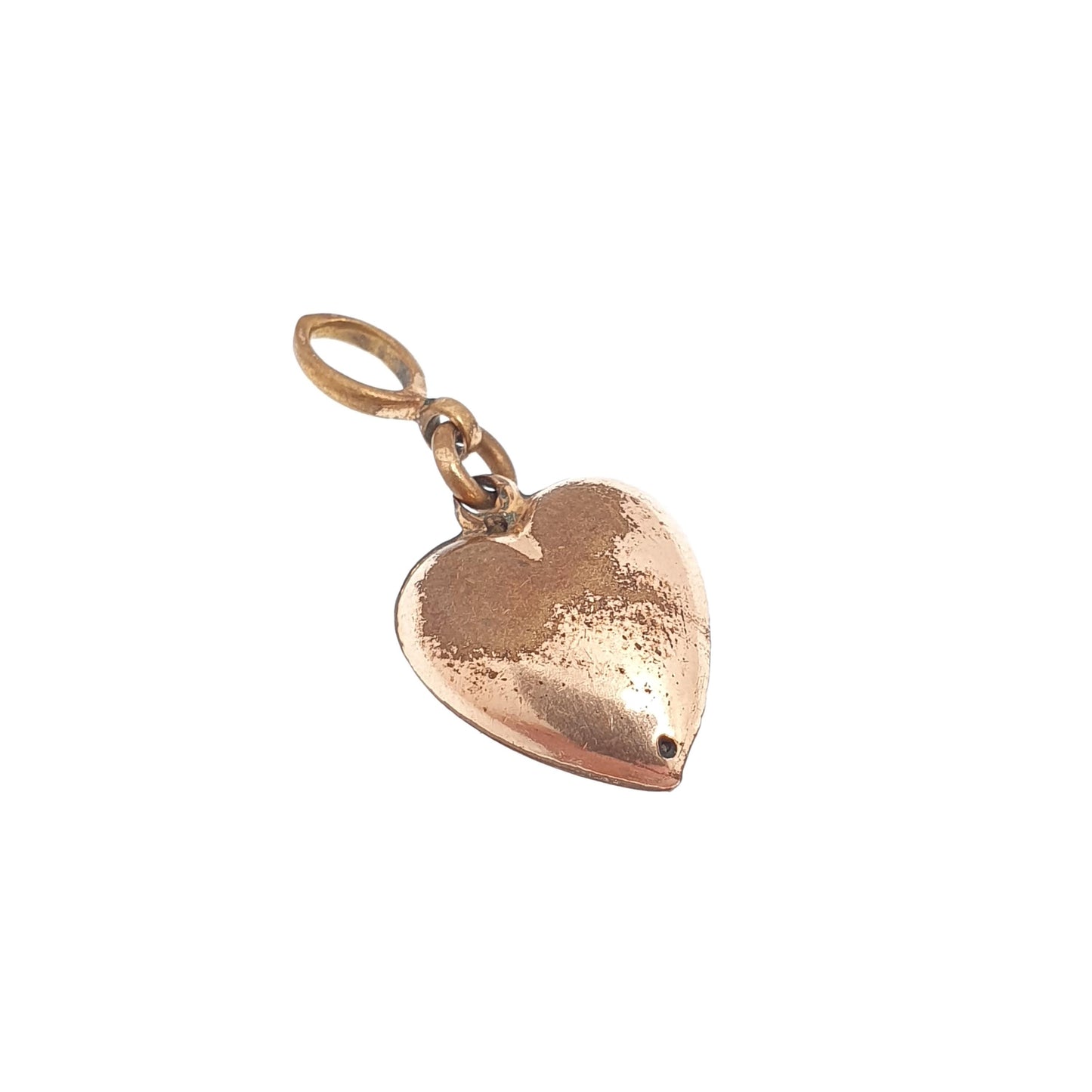 Antique Victorian Rolled Gold Heart Faux Seed Pearl Garnet Paste Necklace Pendant Charm Puffer Gold Filled Womens Jewelry Vintage Jewellery