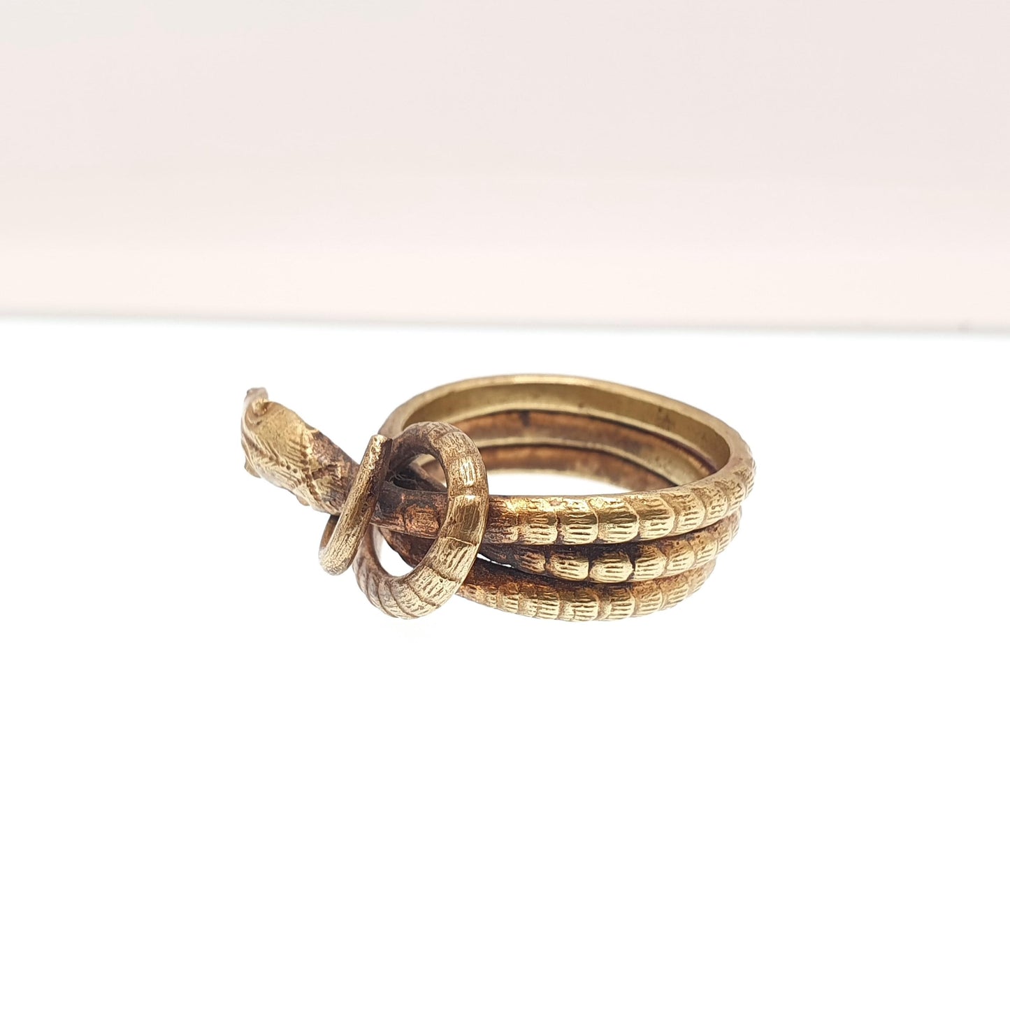 Antique Gold Gilt Victorian Snake Ring Egyptian Revival Wrapped Eternal Love Genuine 1800s Serpent Vintage Womens Mens Jewelry Jewellery