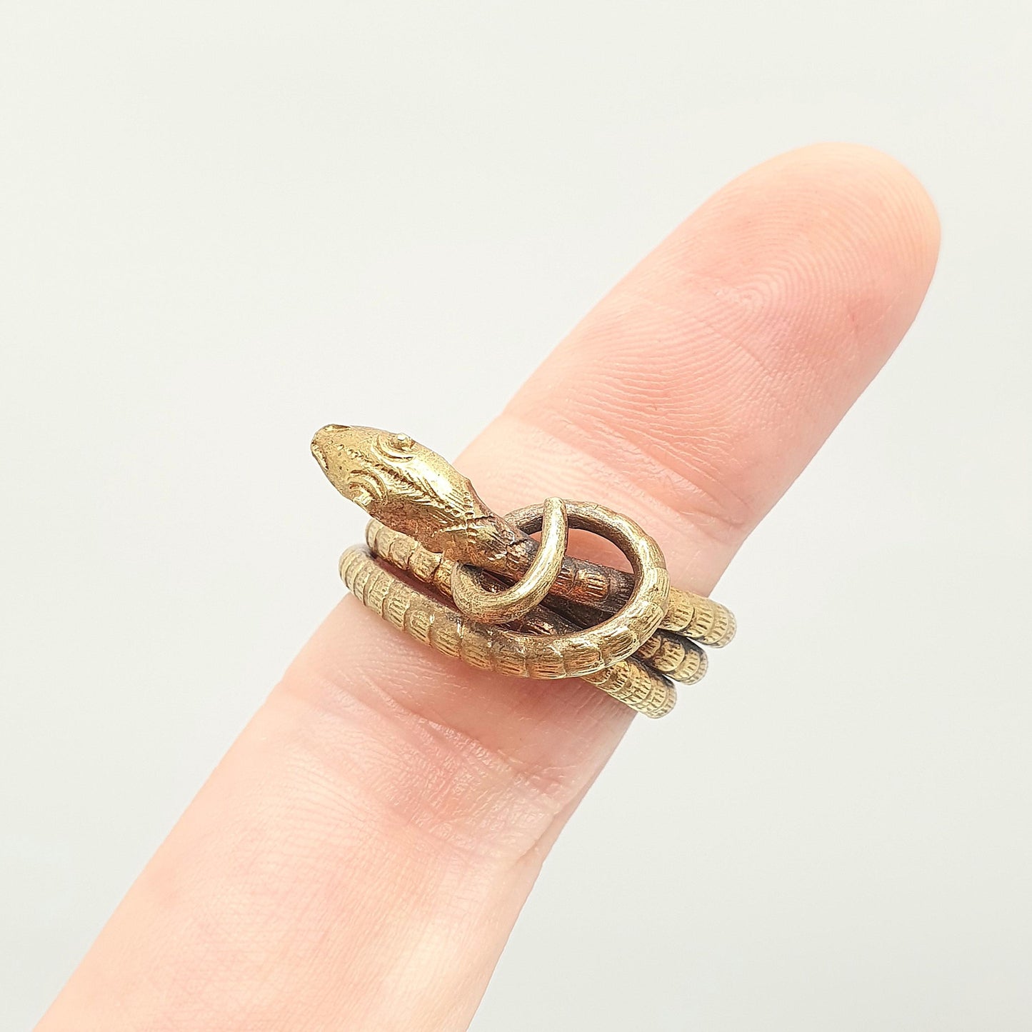 Antique Gold Gilt Victorian Snake Ring Egyptian Revival Wrapped Eternal Love Genuine 1800s Serpent Vintage Womens Mens Jewelry Jewellery