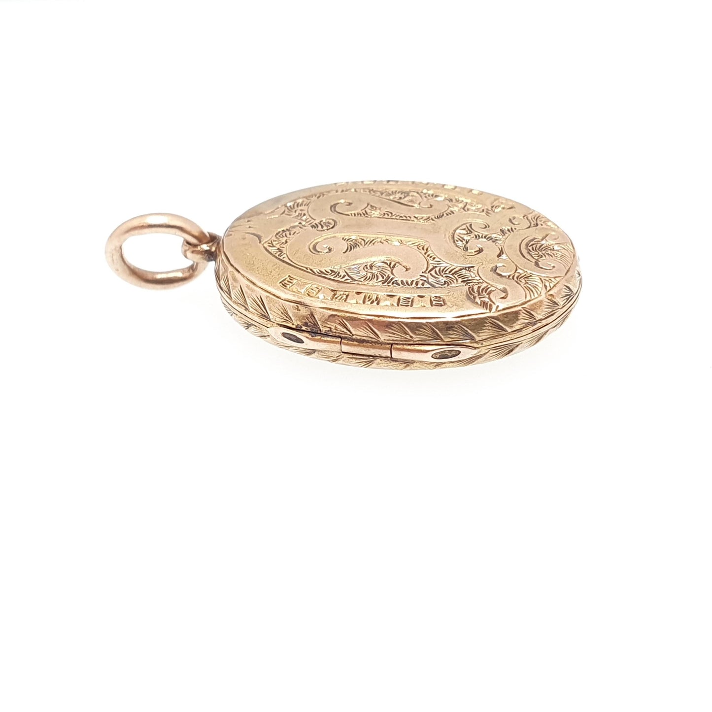 Antique Victorian Locket Solid 14kt 14k Gold Hand Engraved Mourning Solid 585 All Gold Small Oval Gift Necklace Pendant Vintage Jewelry