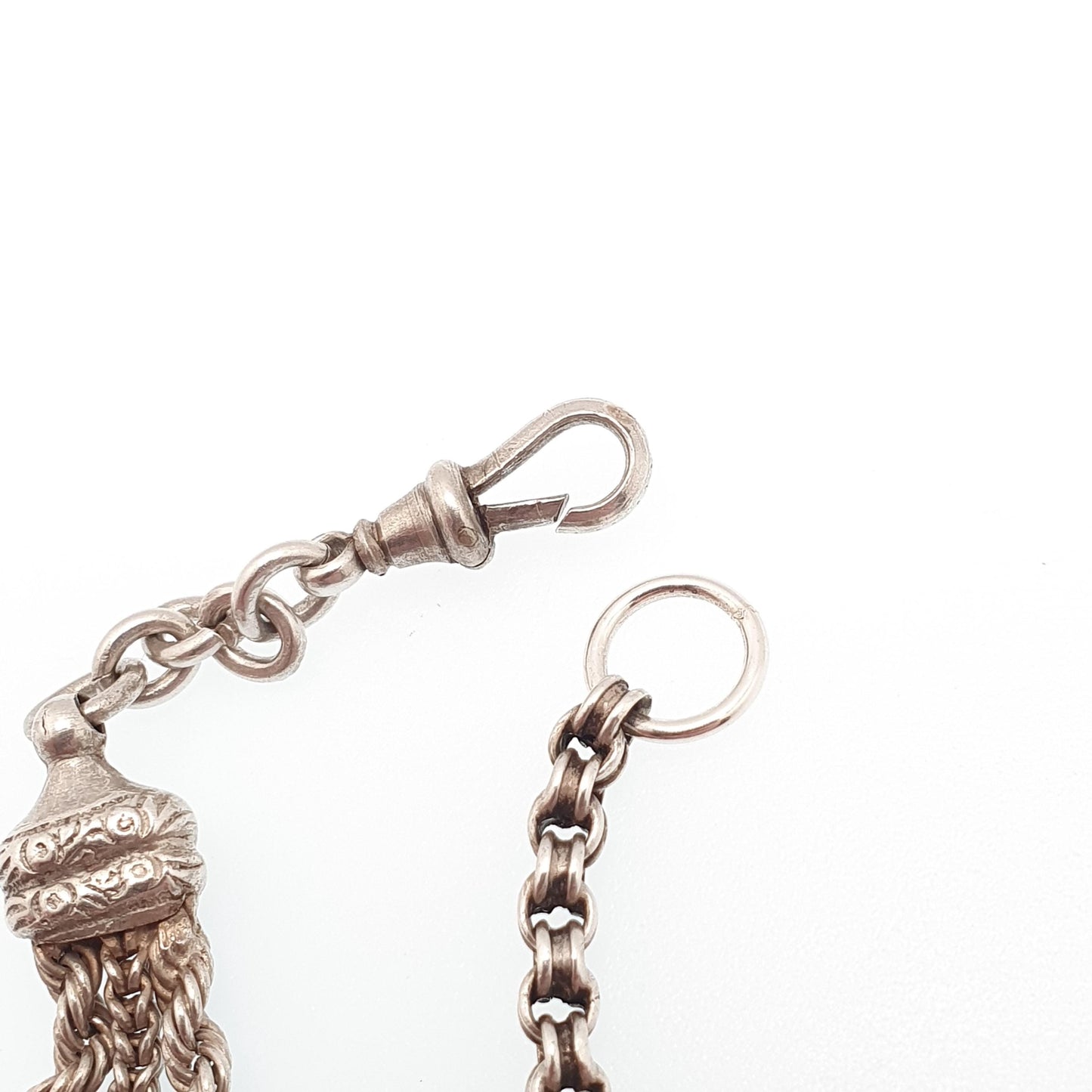 Antique Victorian Solid Silver Albertina Bracelet Dog Clip Belcher Rope Link Square 13.29g 19.5cm Aesthetic Vintage Gift Jewelry Jewellery