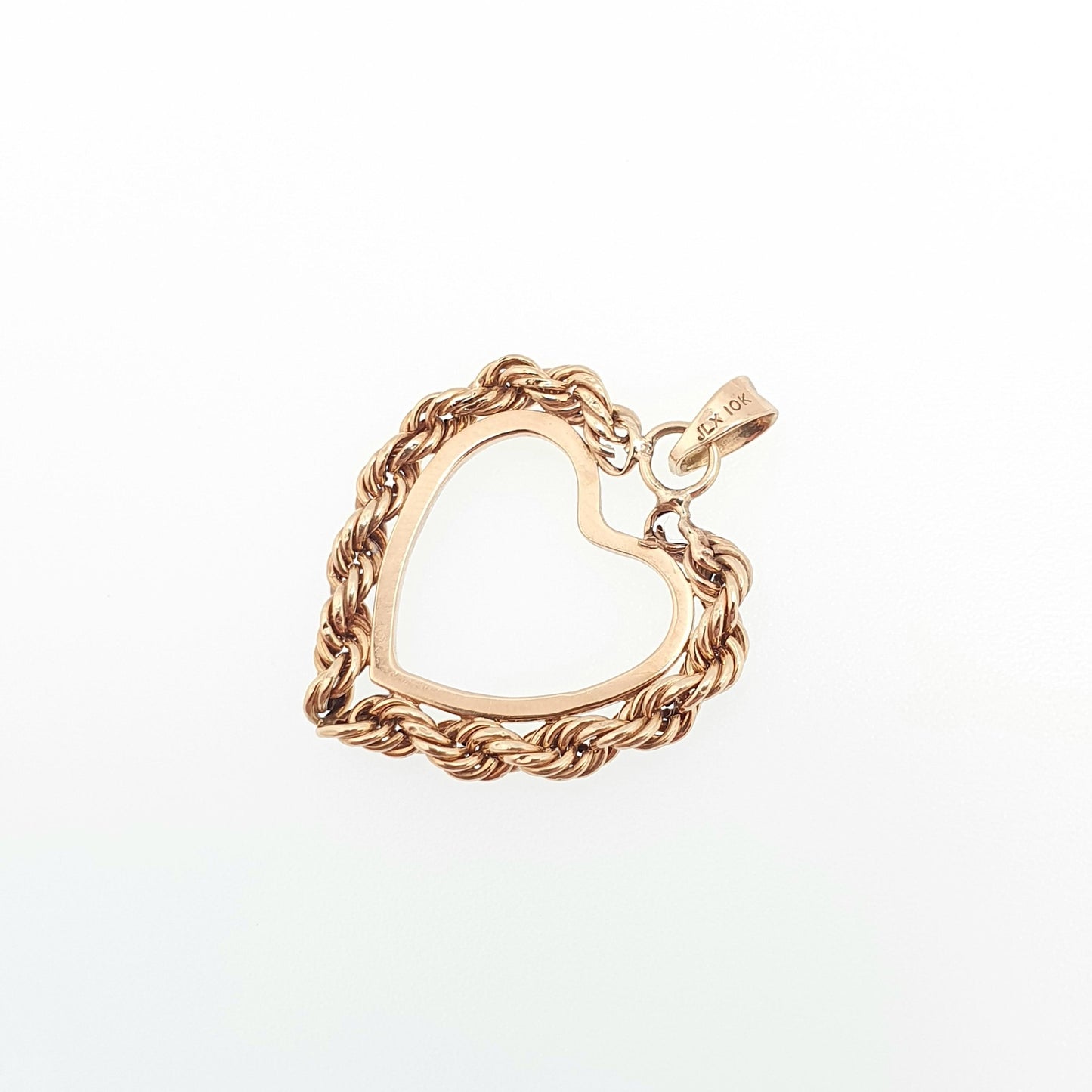 Vintage 10k 10kt Gold Heart Pendant Necklace Solid 417 Rope Link Yellow Modernist Retro Fine Estate Love Gift Womens Jewelry Jewellery
