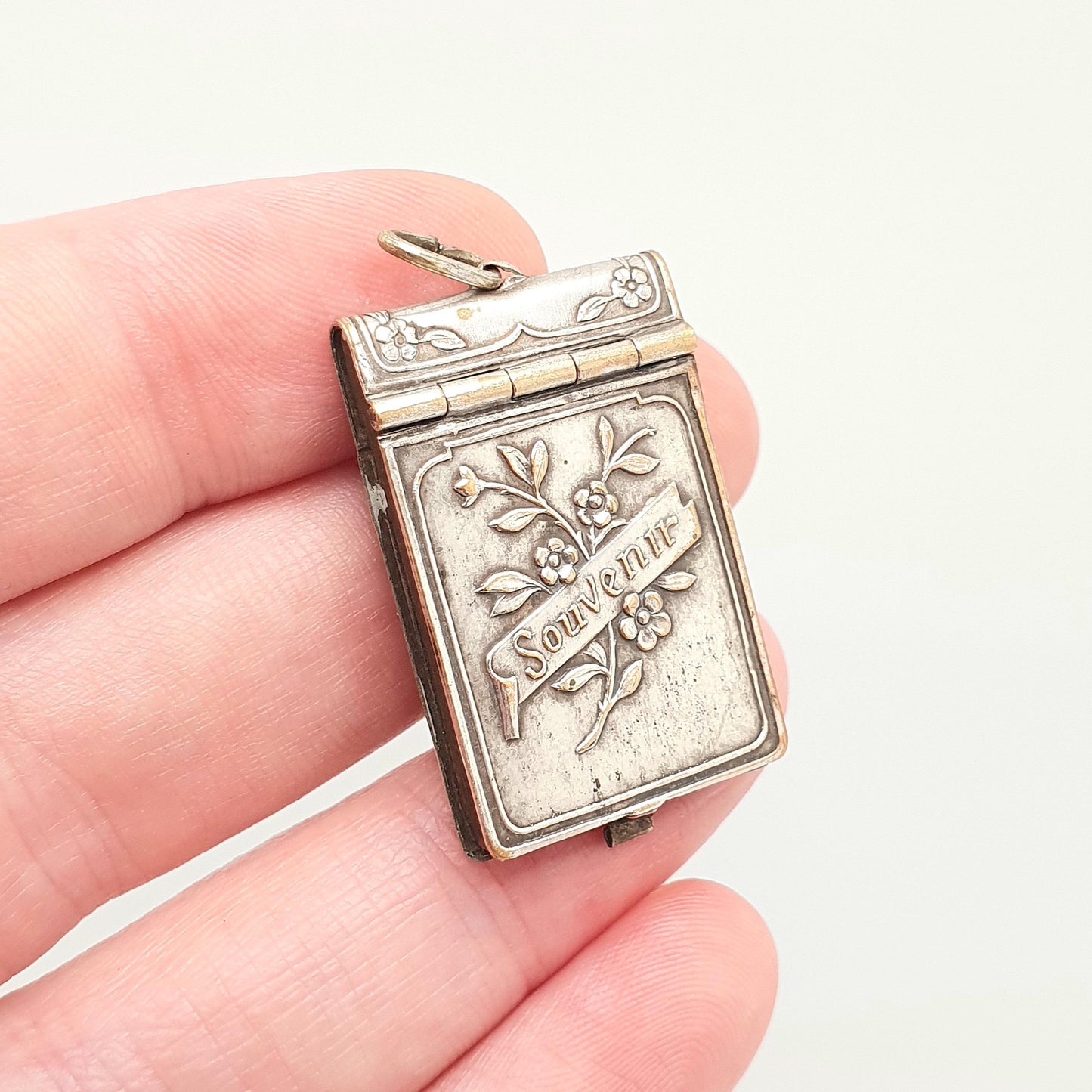 RESERVED/SOLD DON Antique Souvenir Locket Le Bombardment D Ypres Photo Photograph The Bombardment WWI World War 1 1914 - 1916