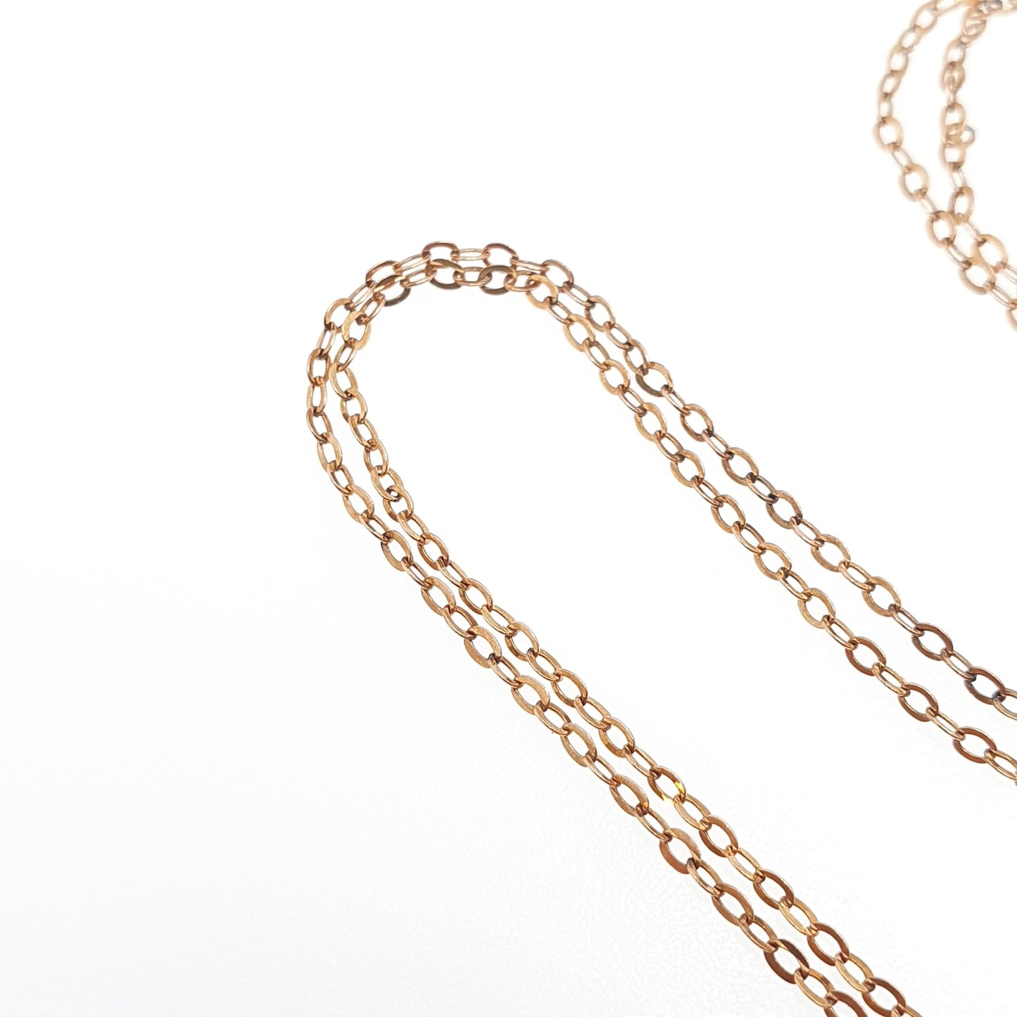 Antique 9ct 9k Gold Chain Necklace Trace Cable Link Solid 375 44cm 17.3" 1.74g Fine Dark Yellow Estate Vintage Womens Jewelry Jewellery
