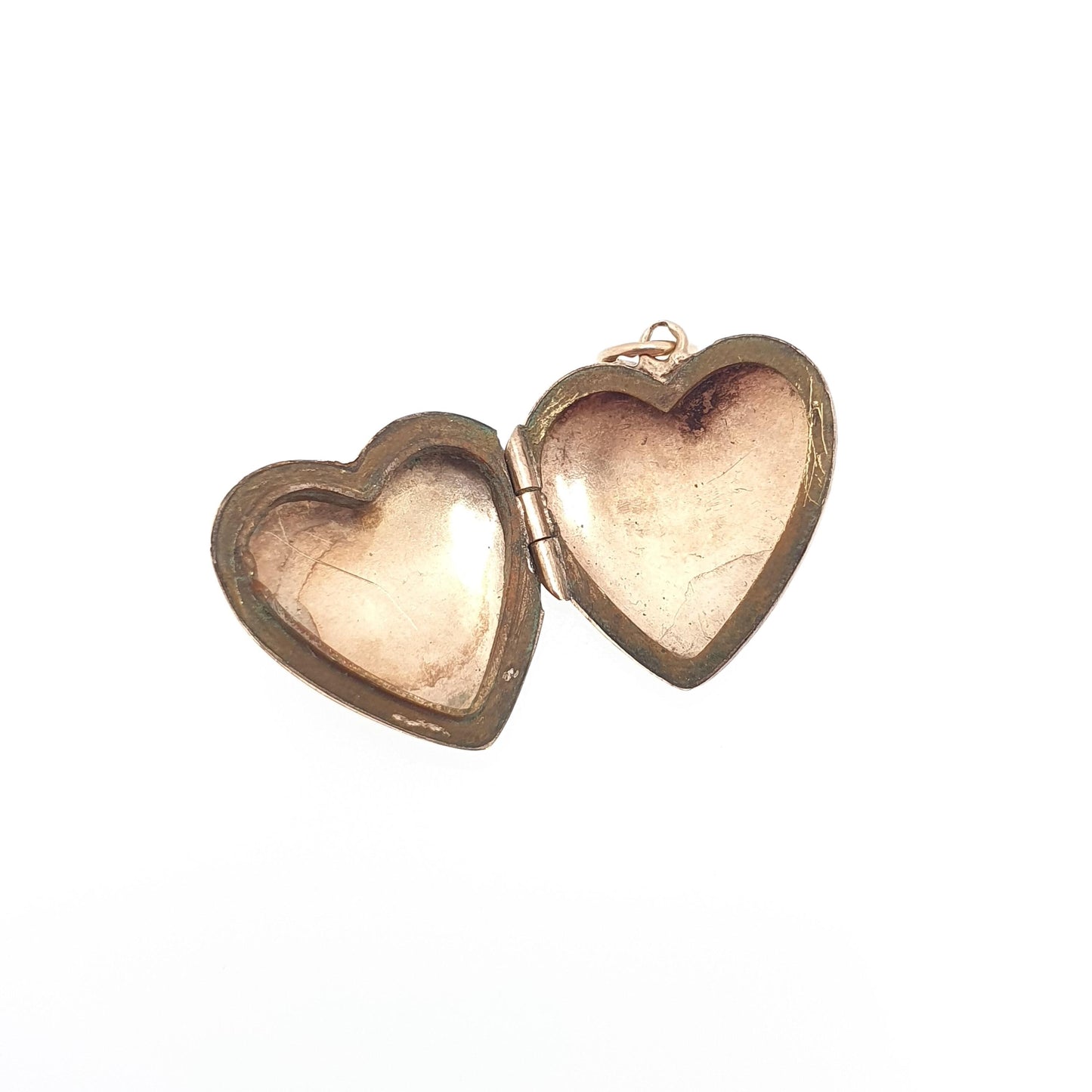 Antique 9ct 9k Gold Heart Locket Sunburst Art Deco Solid Yellow Gold Back & Front Engraved 1920s Necklace Photo Pendant Jewelry Jewellery