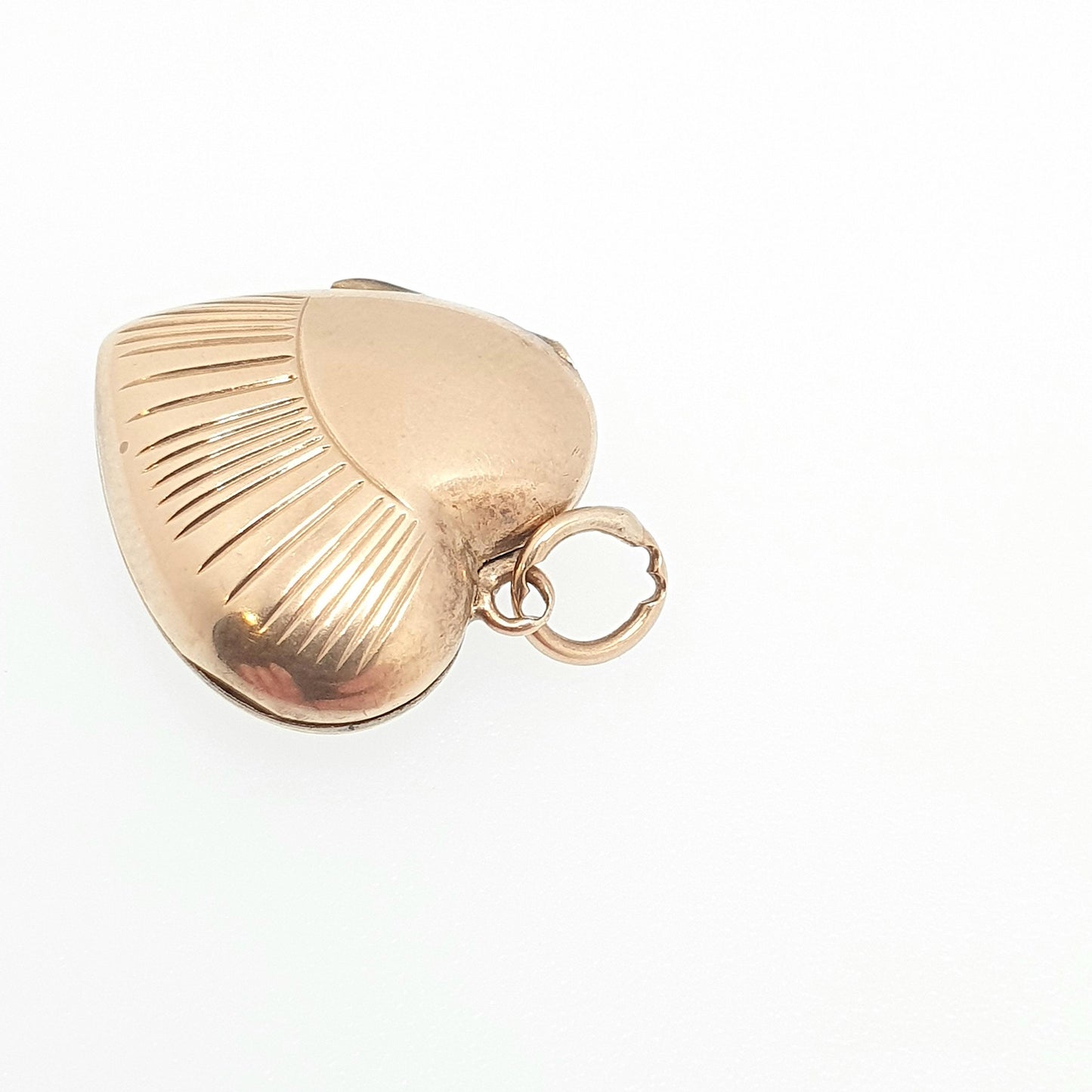 Antique 9ct 9k Gold Heart Locket Sunburst Art Deco Solid Yellow Gold Back & Front Engraved 1920s Necklace Photo Pendant Jewelry Jewellery