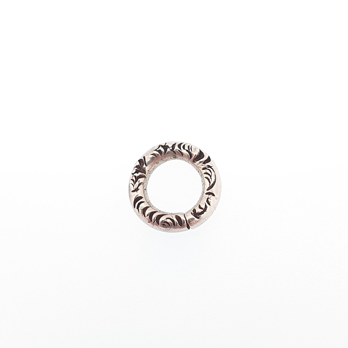 Antique Sterling Silver Chased Jump Ring Victorian Georgian Genuine 1800s 9.9mm Open Vintage Jewelry Fastenings Jewellery Findings