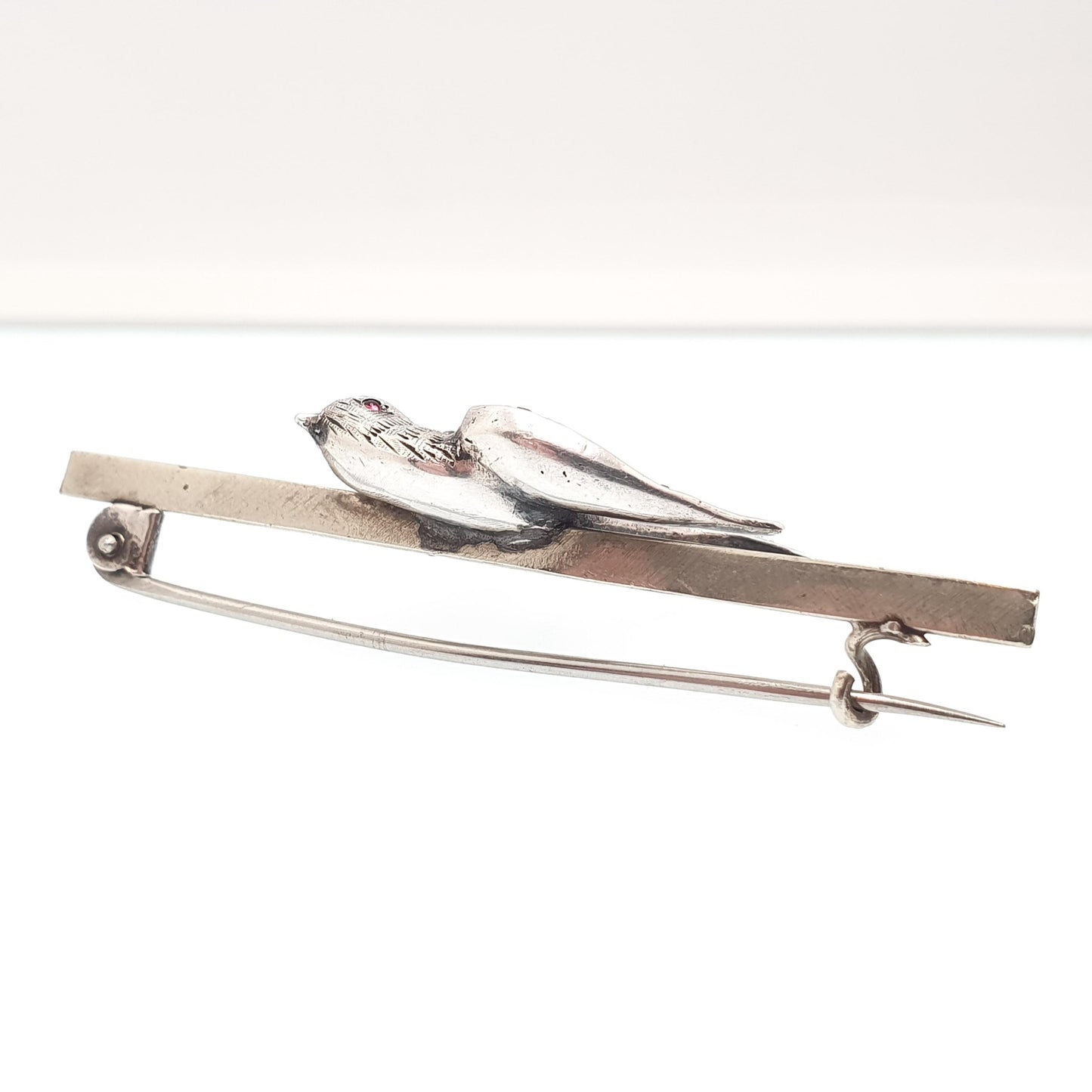 Antique Solid Silver Victorian Paste Bird Brooch Diamond Foiled Pastes Large Big Songbird Swallow Cute Birds Vintage 1800s Ladies Womens