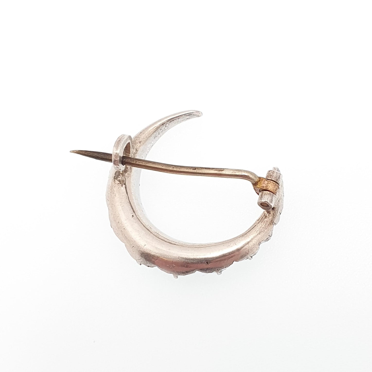 Antique Crescent Moon Solid Silver Brooch Victorian Diamond Paste Foiled Backs Sparkly Celestial Jewelry Jewellery Vintage Moons Pastes