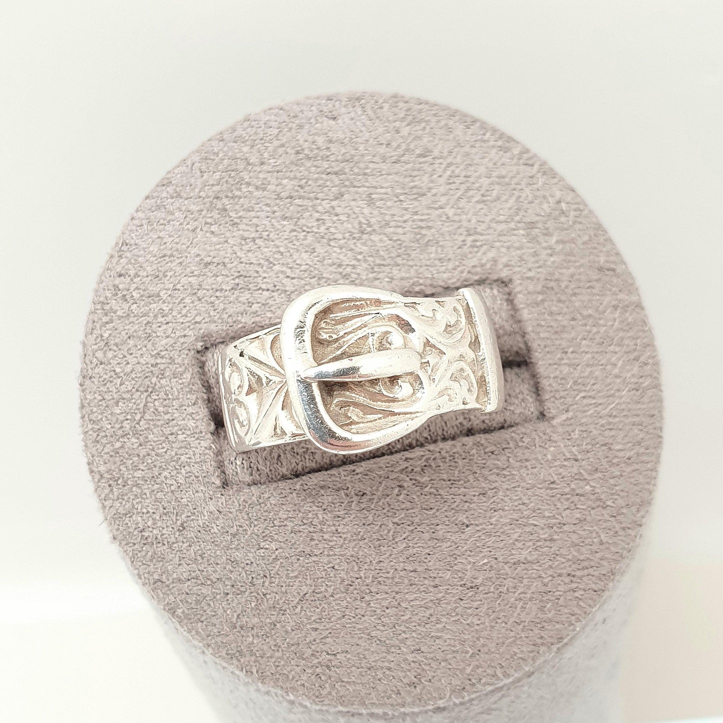 Vintage Solid Silver Belt Buckle Ring Thick Band Chunky 1960s Solid 925 Victorian Revival Unisex Womens Mens Retro Jewelry Jewellery