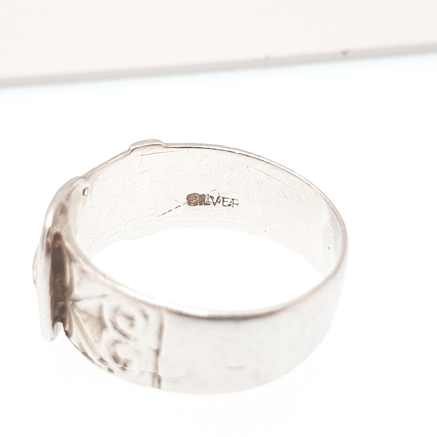Vintage Solid Silver Belt Buckle Ring Thick Band Chunky 1960s Solid 925 Victorian Revival Unisex Womens Mens Retro Jewelry Jewellery