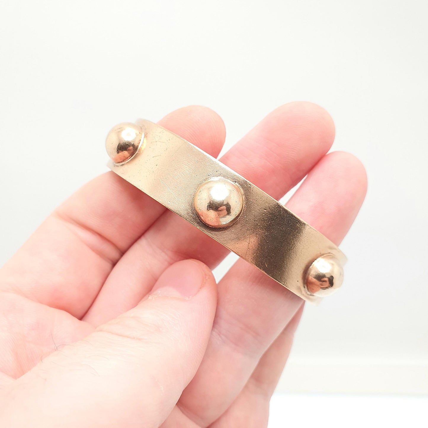 Antique Victorian Rolled Gold Bangle Stud Dome Snap Bracelet Filled Unique Timeless Authentic 1800s Womens Vintage Jewelry Jewellery