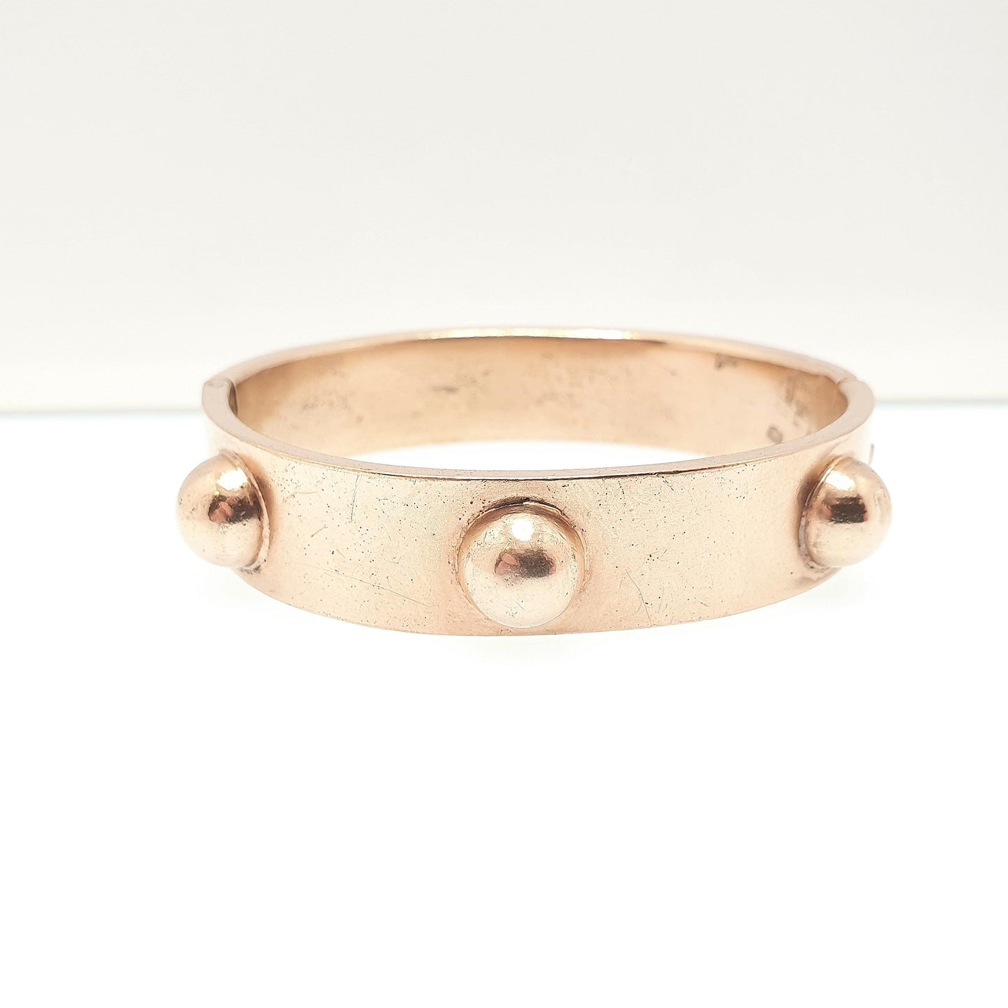 Antique Victorian Rolled Gold Bangle Stud Dome Snap Bracelet Filled Unique Timeless Authentic 1800s Womens Vintage Jewelry Jewellery