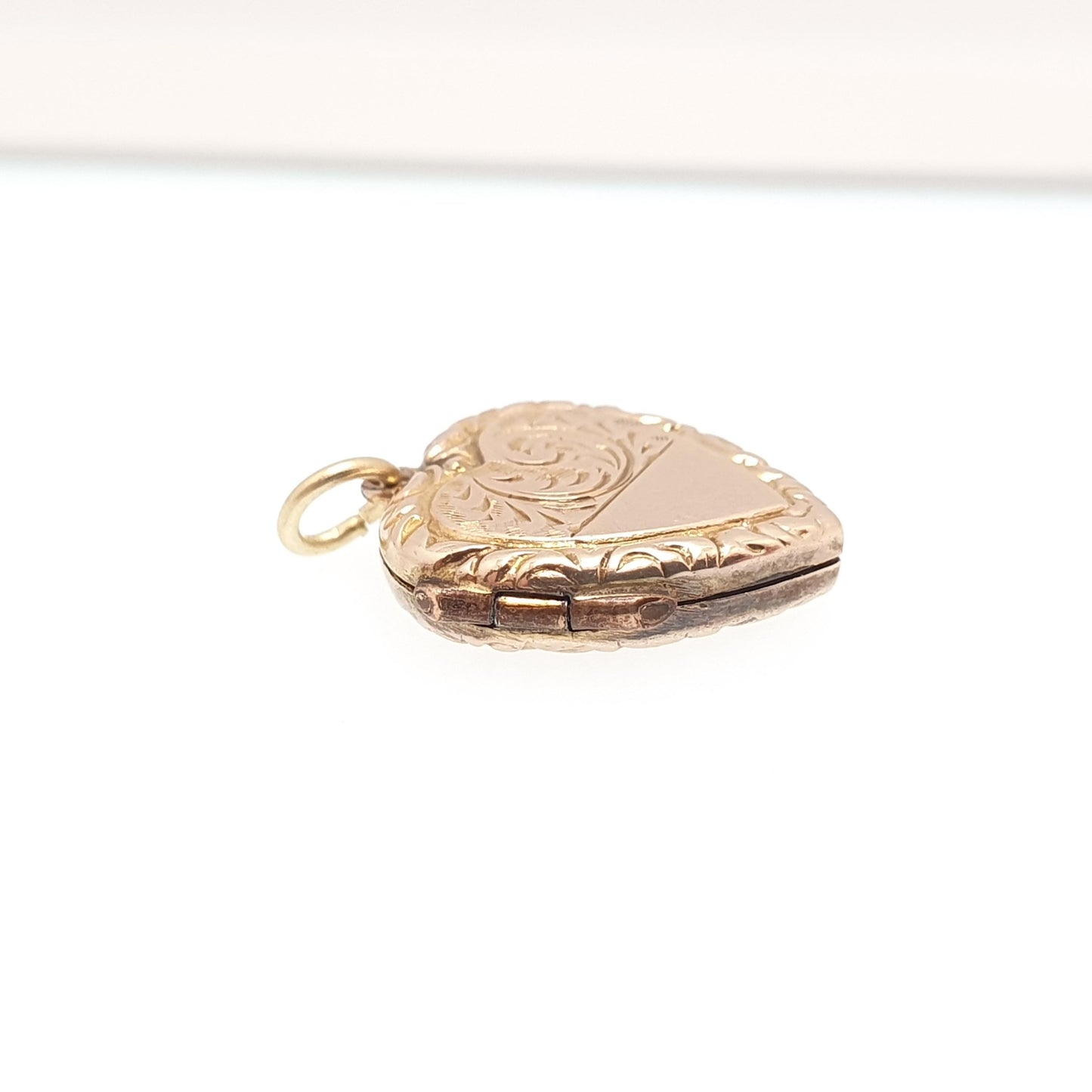 Antique 9ct Gold Heart Locket Cute Engraved Solid 9k 375 Pendant Small Fine Estate Love Gift Back & Front Necklace Jewelry Womens Jewellery
