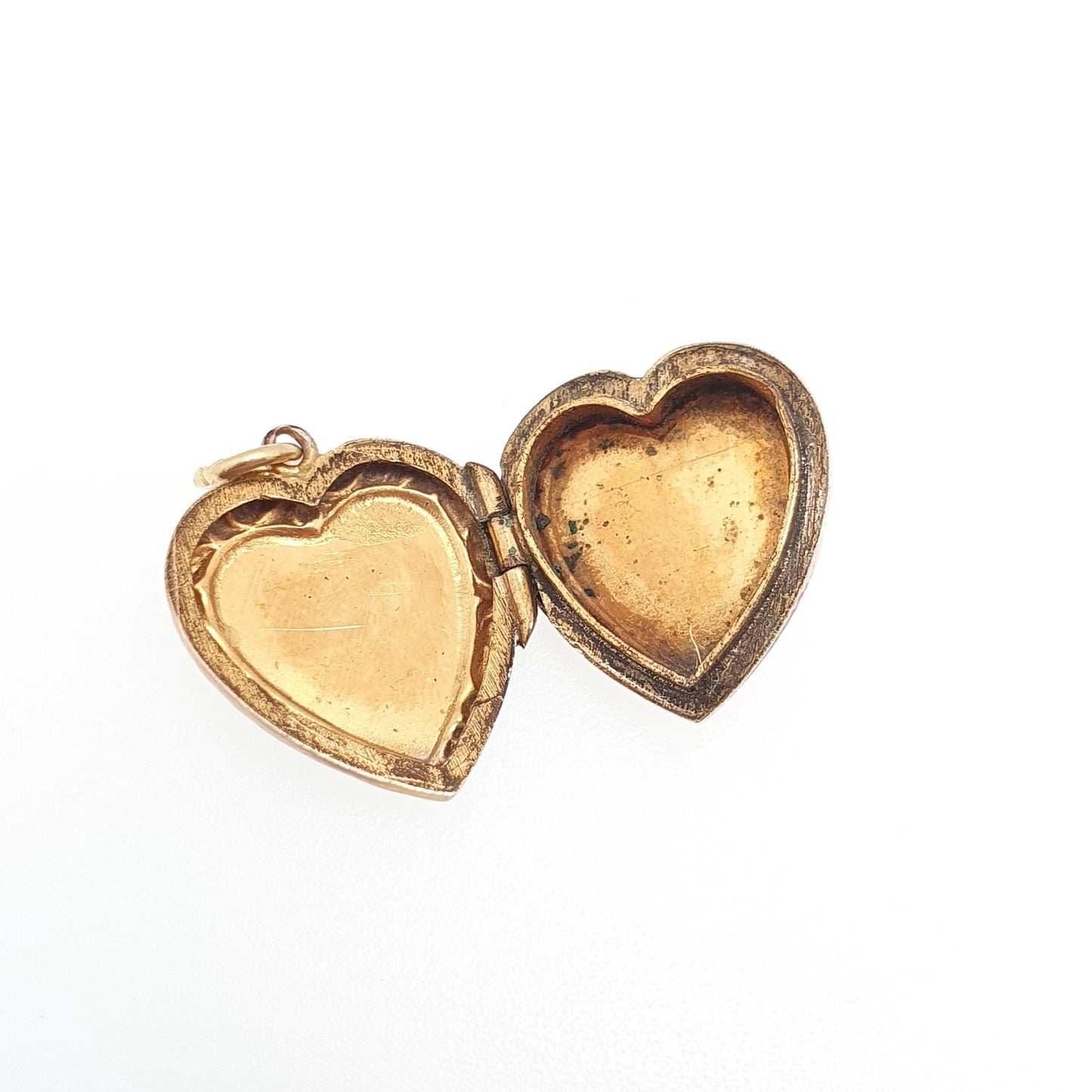 Antique 9ct Gold Heart Locket Cute Engraved Solid 9k 375 Pendant Small Fine Estate Love Gift Back & Front Necklace Jewelry Womens Jewellery