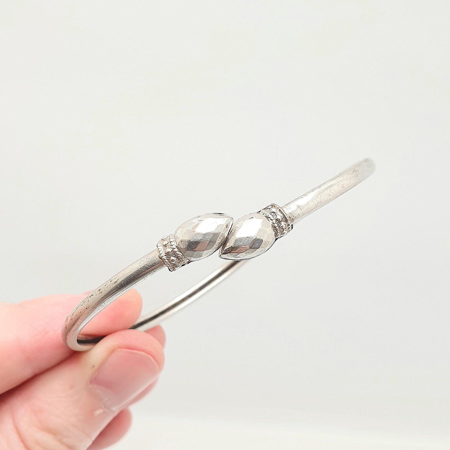 Antique Victorian Solid Silver Bangle Bypass Crossover Bracelet Serpent Snake Style 1800s Fine Estate Rare Vintage Jewelry Jewellery
