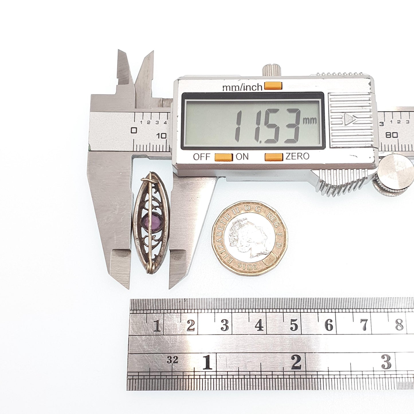 Antique Solid Silver Amethyst Paste Brooch Victorian Diamond Pastes Cluster Ellipse Eye Shape 1800s Genuine Vintage Womens Jewelry Jewellery