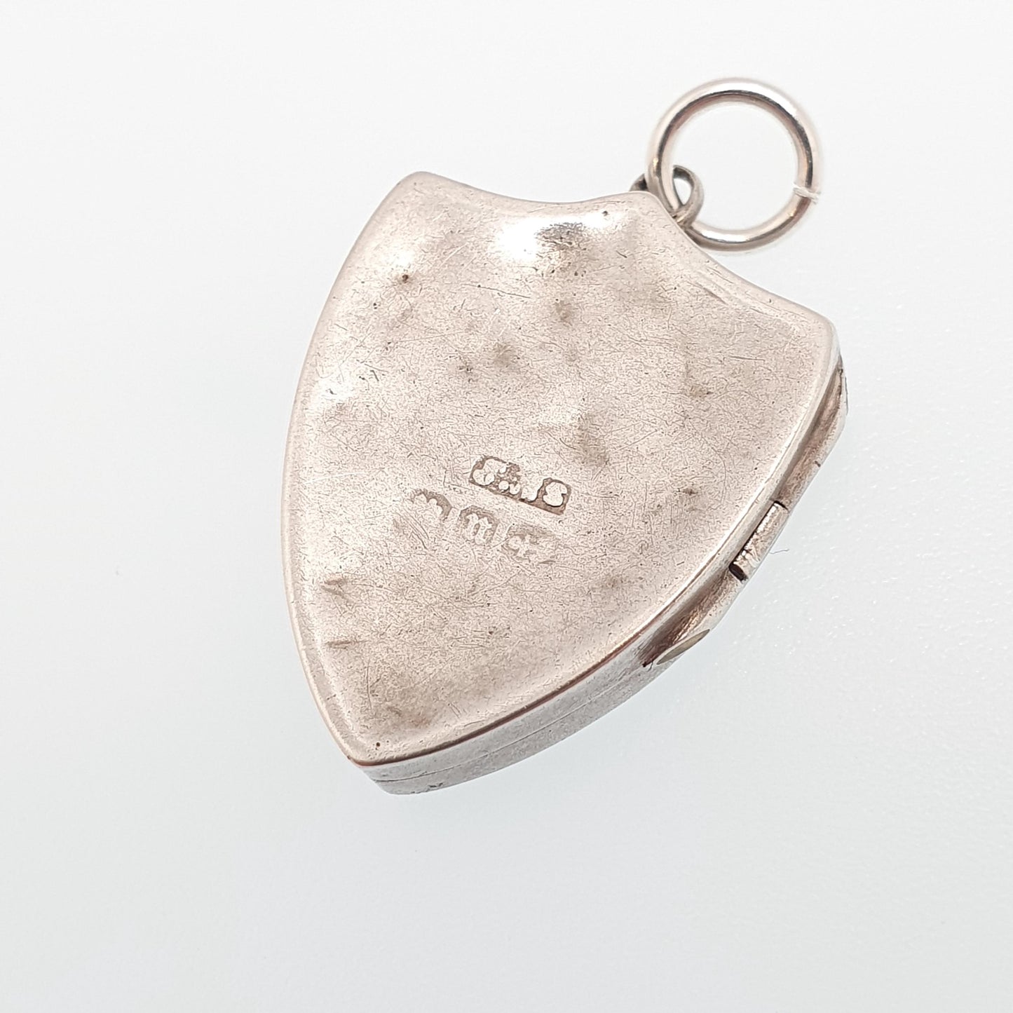 Antique Sterling Silver Shield Locket Necklace 1887 Hallmarked Pendant Victorian Flower Floral Vintage Womens Ladies Jewelry Jewellery