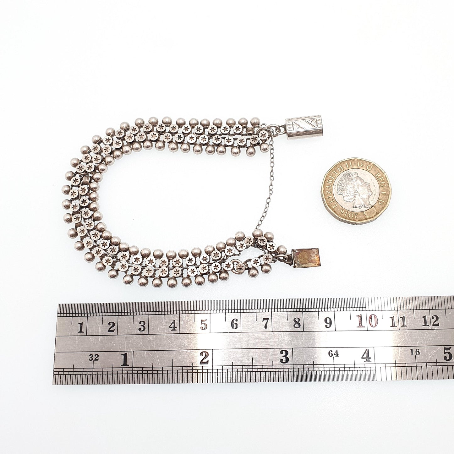 Antique Victorian Solid Silver Bracelet Star Pierced Belcher Chain Rolo Links Vintage Albertina Book Chain Vintage Womens Jewellery Jewelry