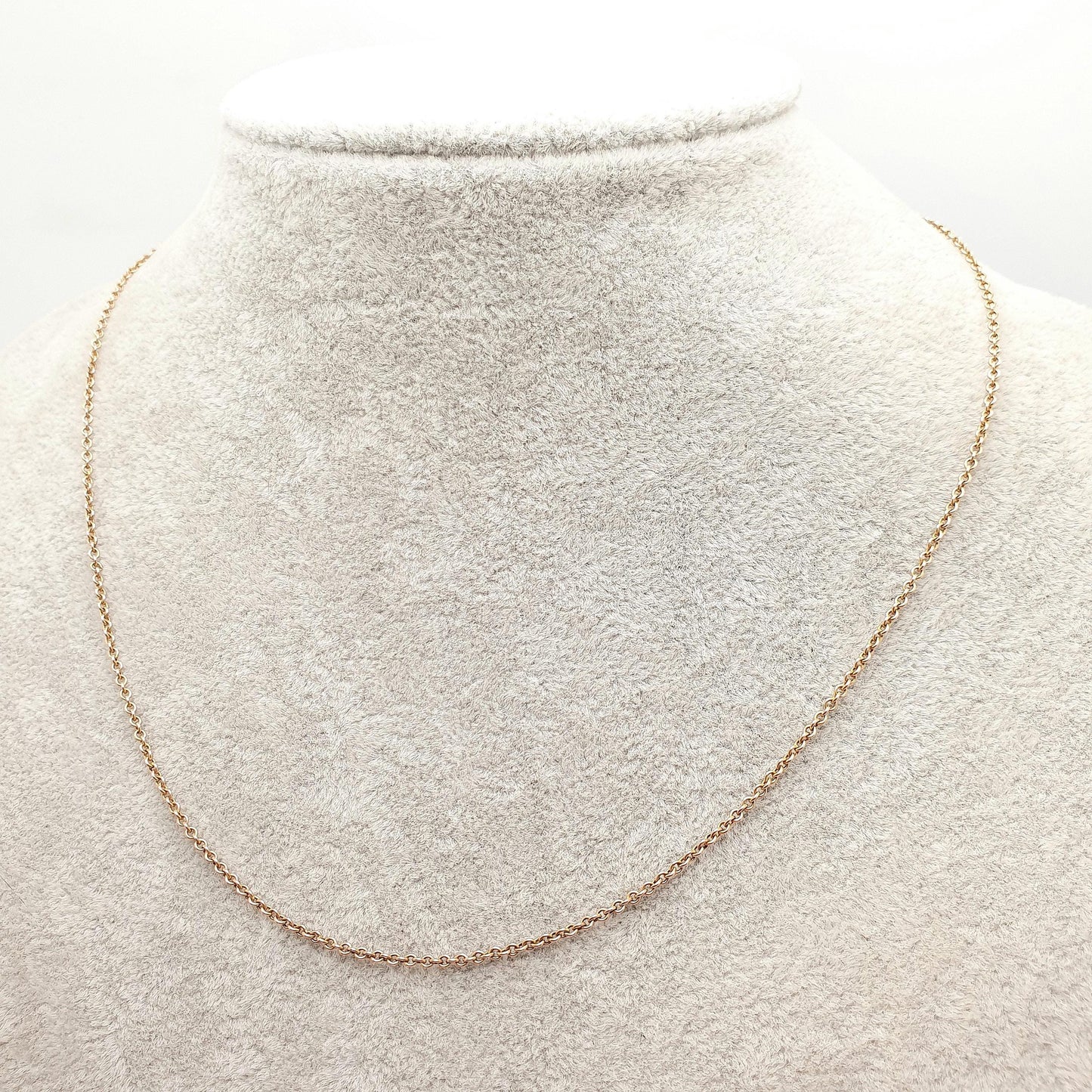 Antique 9ct 9k Gold Chain Necklace Victorian Rolo Cable Link Solid 375 44cm 17.3" 2.71g Trace Fine Estate Genuine Vintage Womens Jewelry