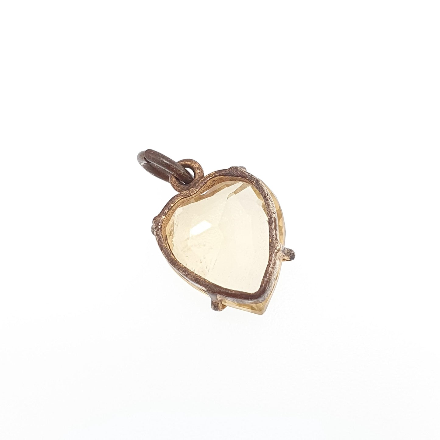 Antique Victorian Citrine Heart Pendant Necklace Heart Cut Orange Genuine Real Gemstone Love Charm Gift Vintage Rare Small Jewelry Jewellery