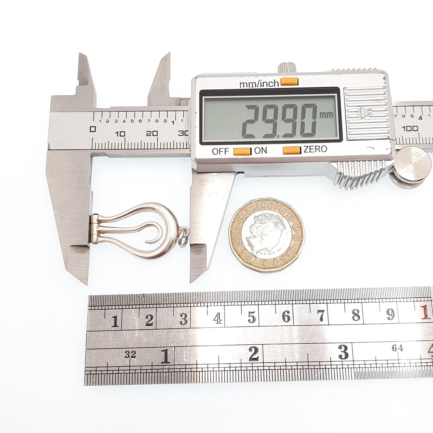 Antique Sterling Silver Button Hook Pendant Lyre Shape Necklace Folding Victorian Buttons 1899 Hallmark Sewing Vintage Jewelry Jewellery