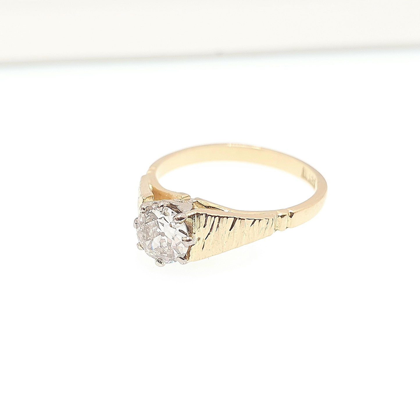 Vintage 18ct Gold Diamond Ring 0.65ct Round Old Cut Large Natural Diamond Trilogy Engagement Weddings Womens Jewelry Jewellery