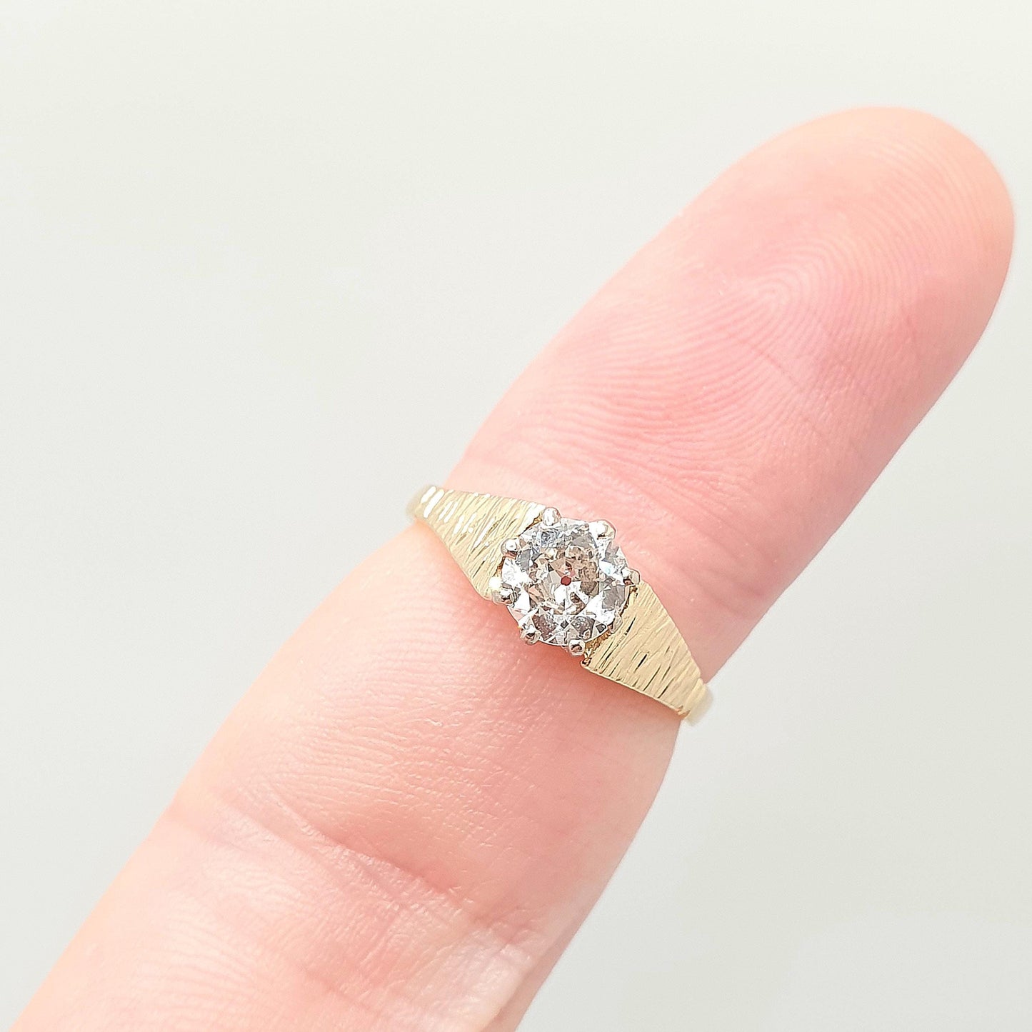 Vintage 18ct Gold Diamond Ring 0.65ct Round Old Cut Large Natural Diamond Trilogy Engagement Weddings Womens Jewelry Jewellery