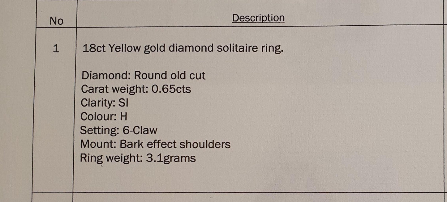 Vintage 18ct Gold Diamond Ring 0.65ct Round Old Cut Large Natural Diamond Trilogy Engagement Weddings Womens Jewelry Jewellery