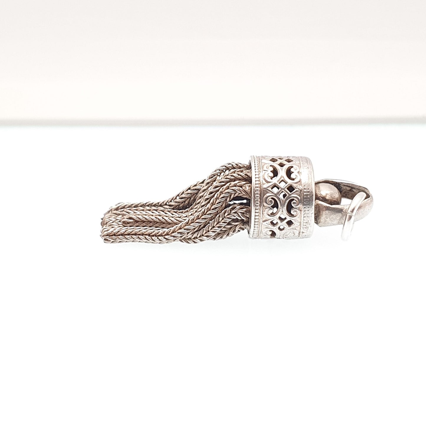 Antique Victorian Solid Silver Tassel Fob Bracelet Charm Necklace Pendant 1800s Genuine Albert Albertina Chain Vintage Womens Jewelry