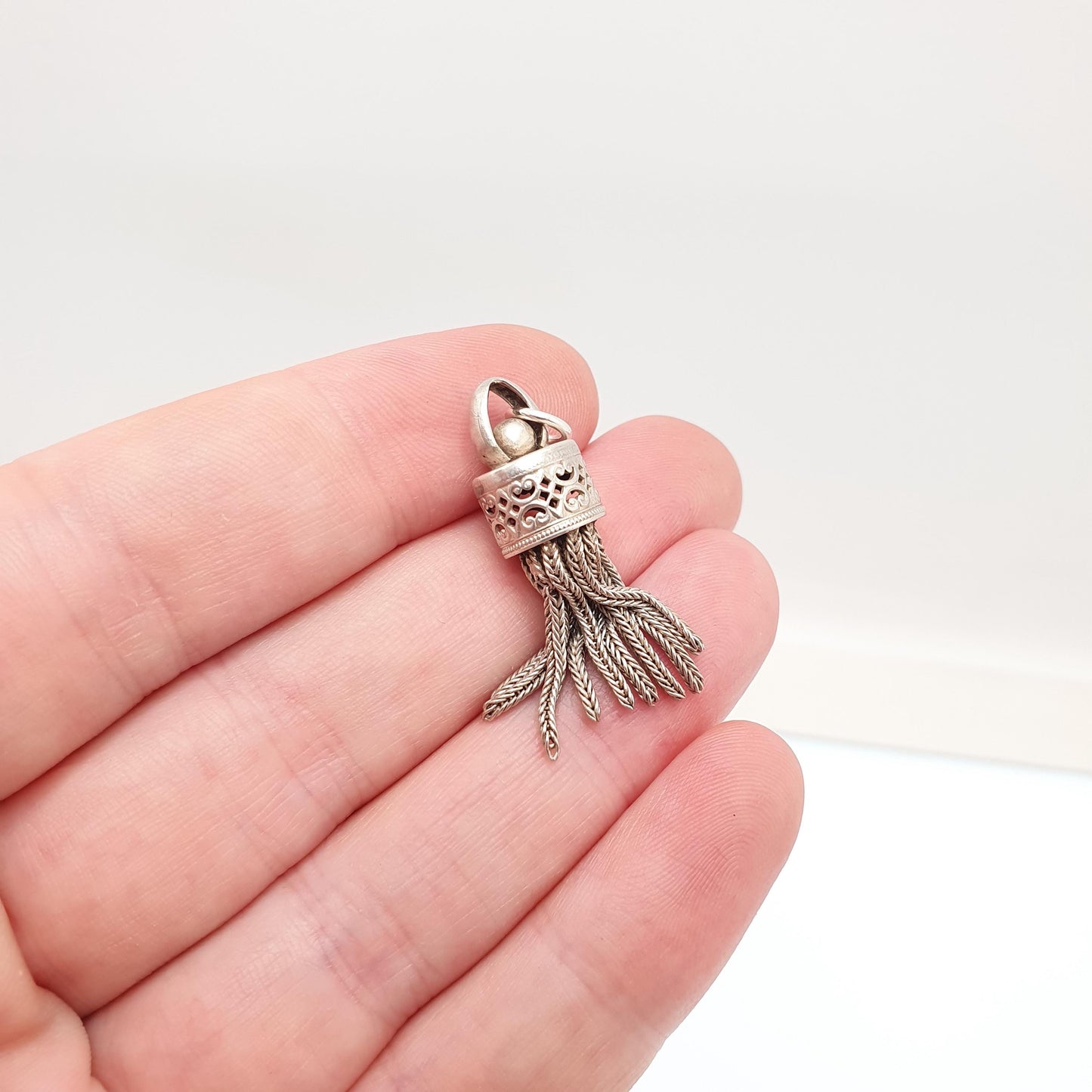 Antique Victorian Solid Silver Tassel Fob Bracelet Charm Necklace Pendant 1800s Genuine Albert Albertina Chain Vintage Womens Jewelry