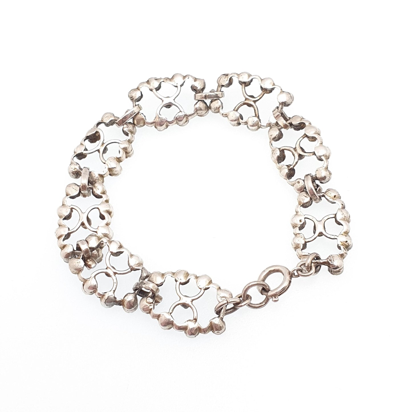 Antique Victorian Solid Silver Amethyst Bracelet Seed Pearl Links Natural Gemstone Fine Quartz Estate 1800s Vintage Womens Jewelry Jewellery