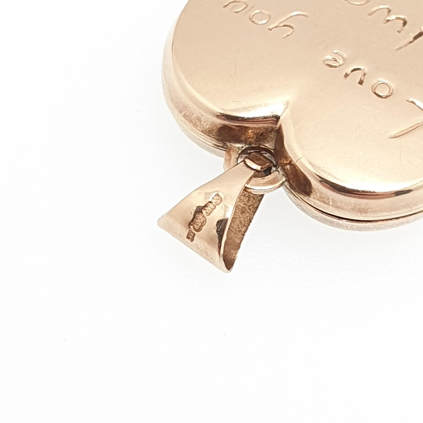Vintage Solid 9k 375 Gold Heart Locket LOVE YOU ALWAYS All 9ct 9 Carat Small Necklace Cute Photo Picture Pendant Womens Jewelry Jewellery