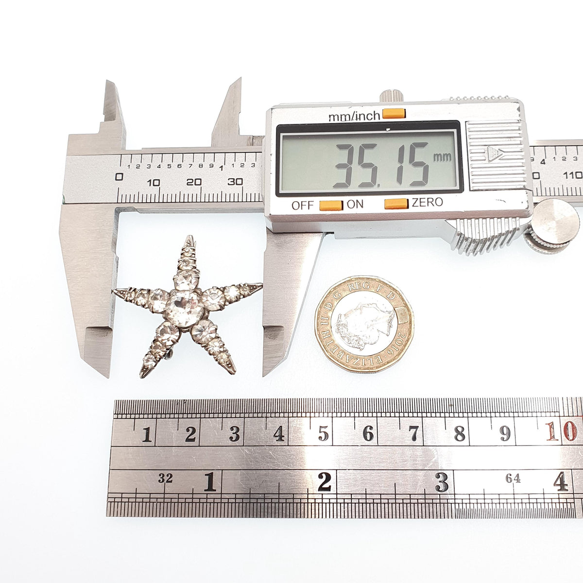 Antique Sterling Silver Diamond Paste Star Brooch Sparkly Shooting Stars 5 Point Starfish Pastes Gift Celestial Vintage Jewellery Jewelry