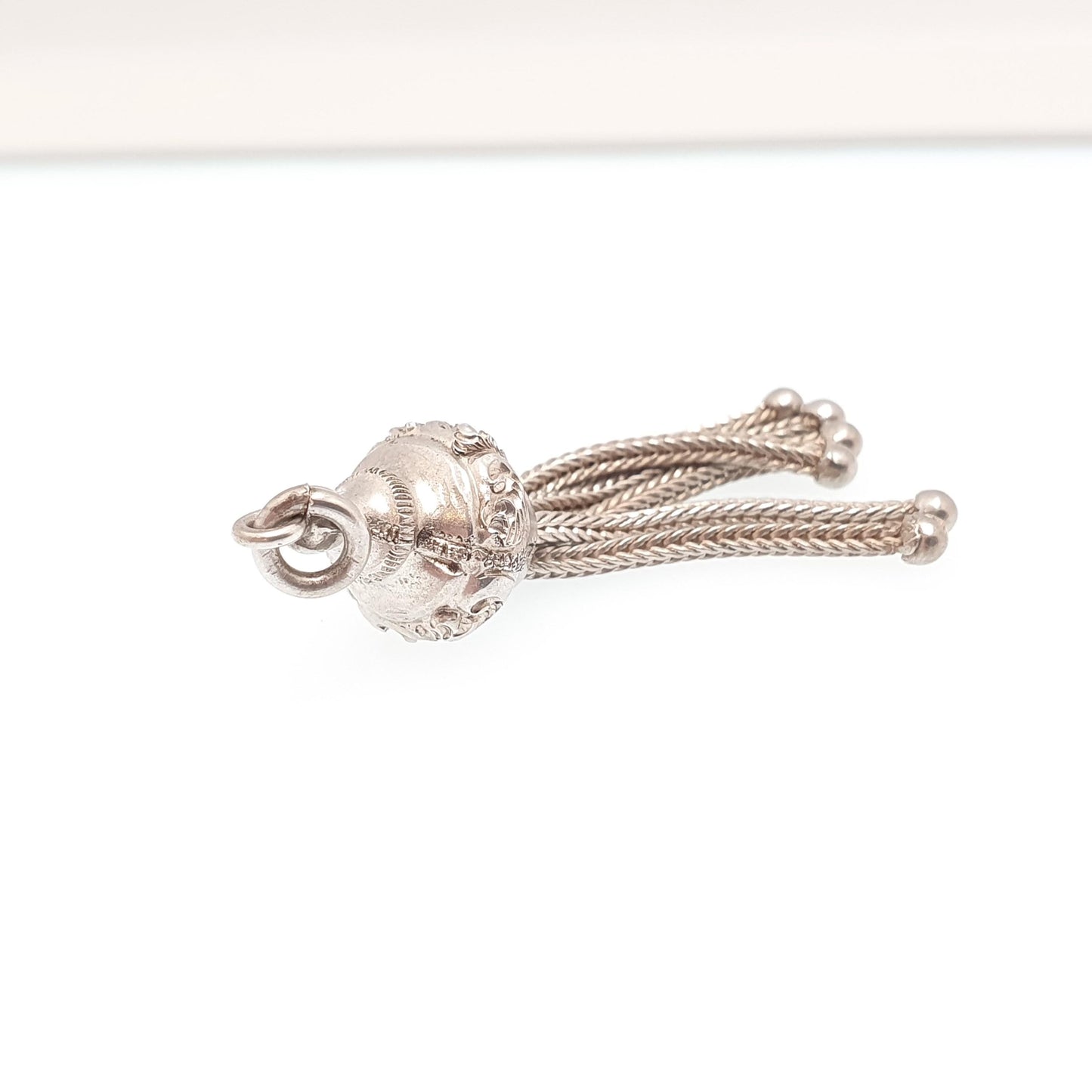 Antique Victorian Solid Silver Tassel Fob Bracelet Charm Necklace Pendant 1800s Genuine Albert Albertina Chain Vintage Womens Jewelry
