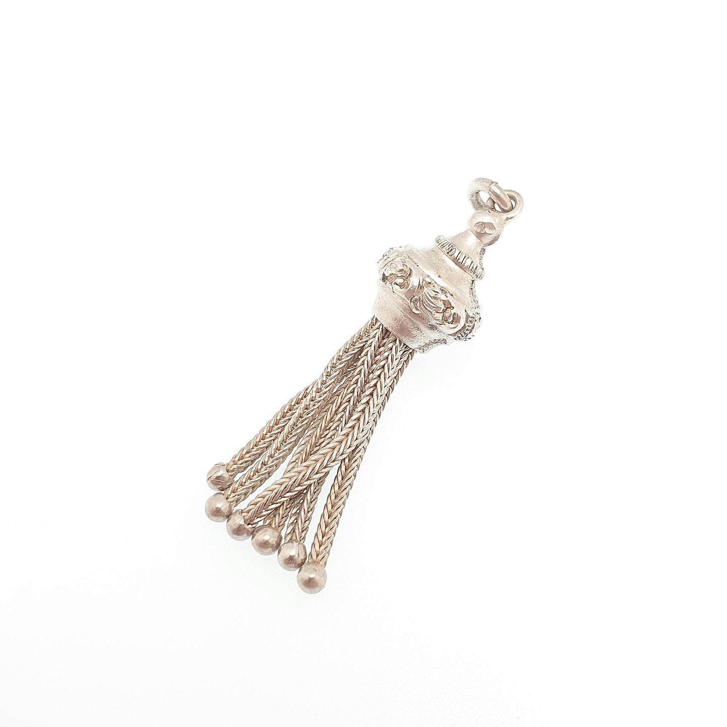 Antique Victorian Solid Silver Tassel Fob Bracelet Charm Necklace Pendant 1800s Genuine Albert Albertina Chain Vintage Womens Jewelry