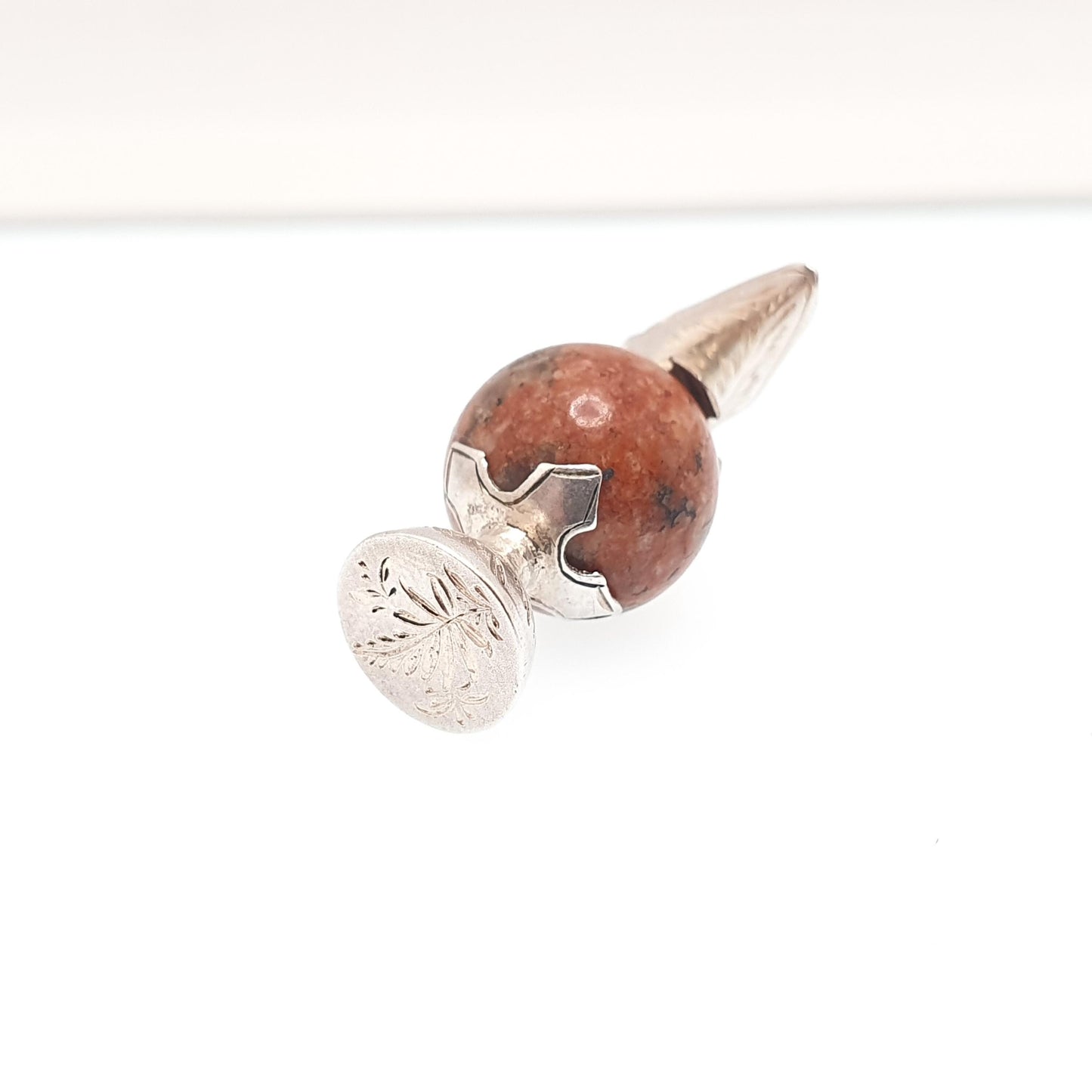 Antique Victorian Solid Silver Wine Jug Charm Pendant Pink Aberdeenshire Granite Necklace Scottish Genuine 1800s Womens Jewellery Jewelry