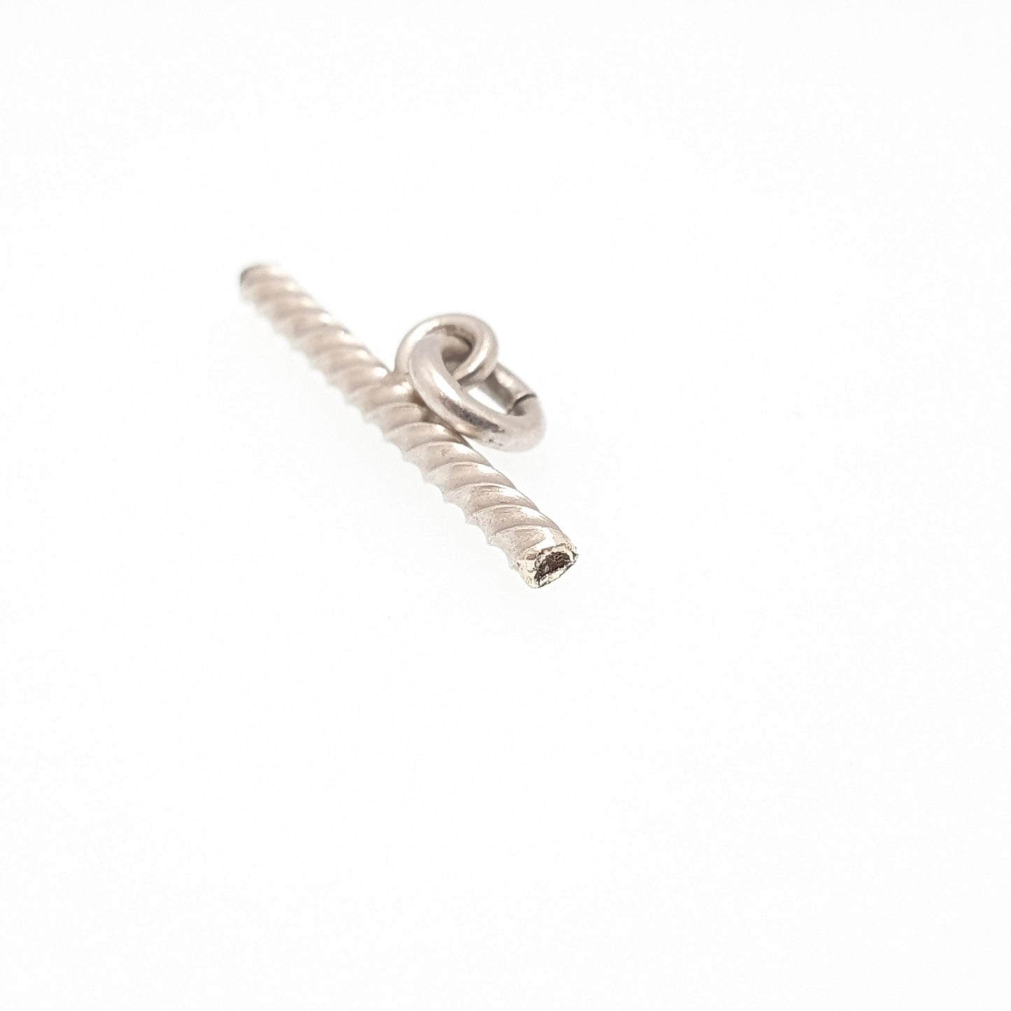 Antique Solid Silver T Bar Pendant Fob Victorian Necklace Albertina Chain Pocket Watch Charm 1800s Plain Vintage Womens Jewelry Jewellery