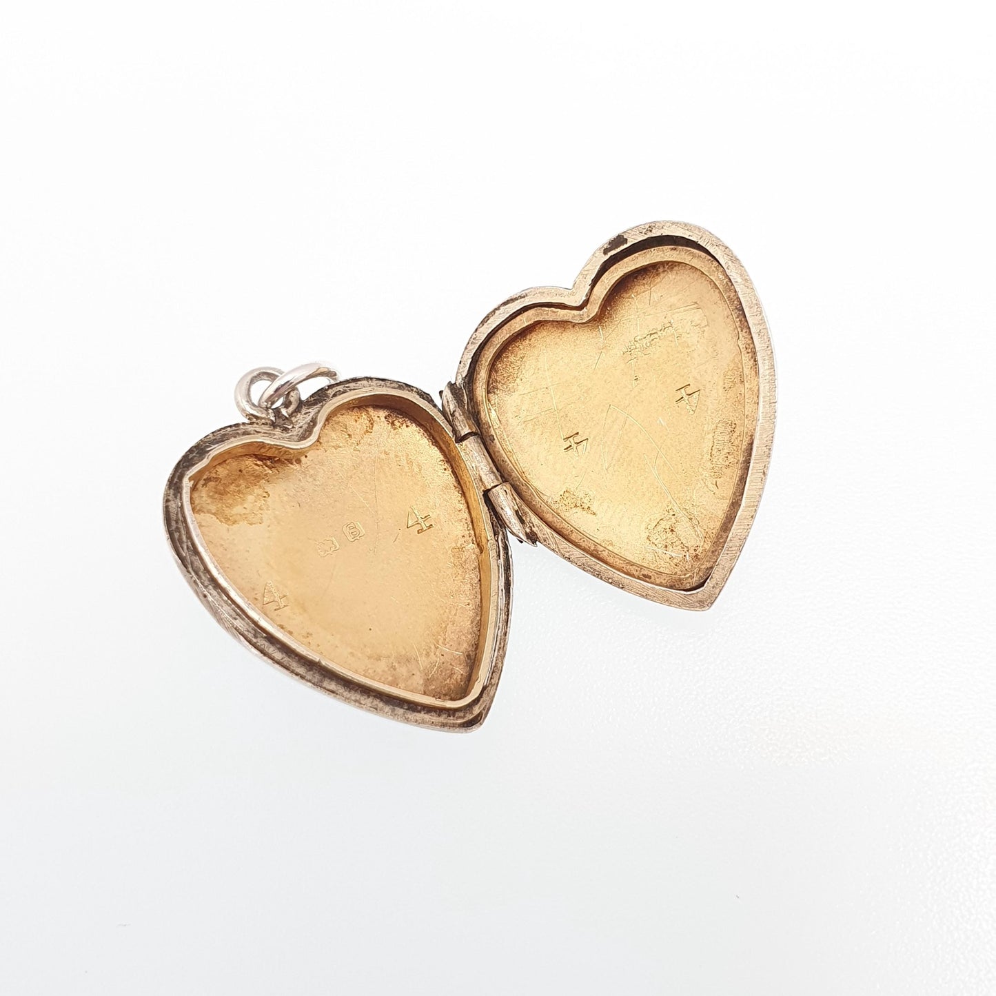 Antique Sterling Silver Heart Locket Necklace Pendant 1917 Hallmarked Picture Photo Engraved Love Gift Womens Jewelry Jewellery Vintage
