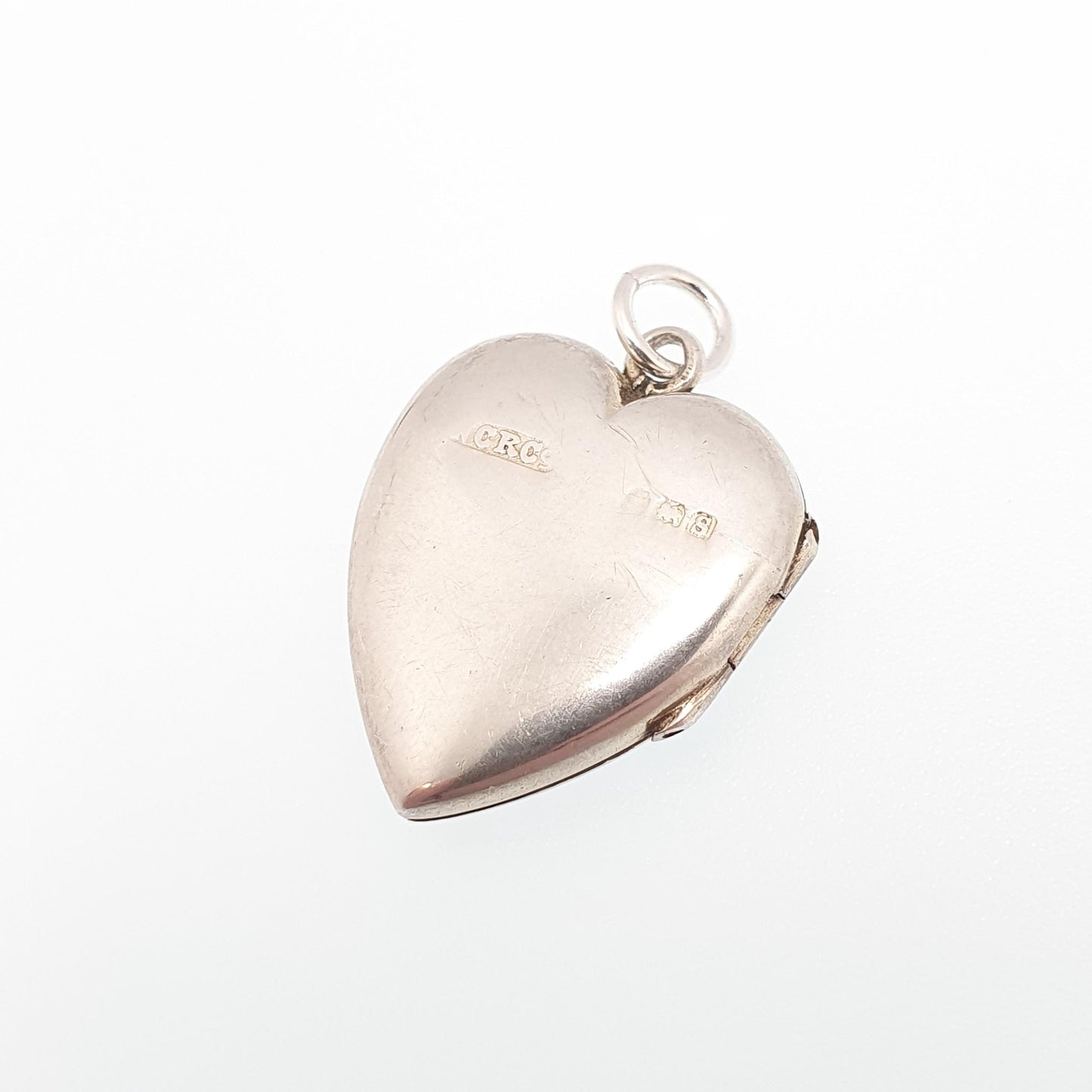 Antique Sterling Silver Heart Locket Necklace Pendant 1917 Hallmarked Picture Photo Engraved Love Gift Womens Jewelry Jewellery Vintage