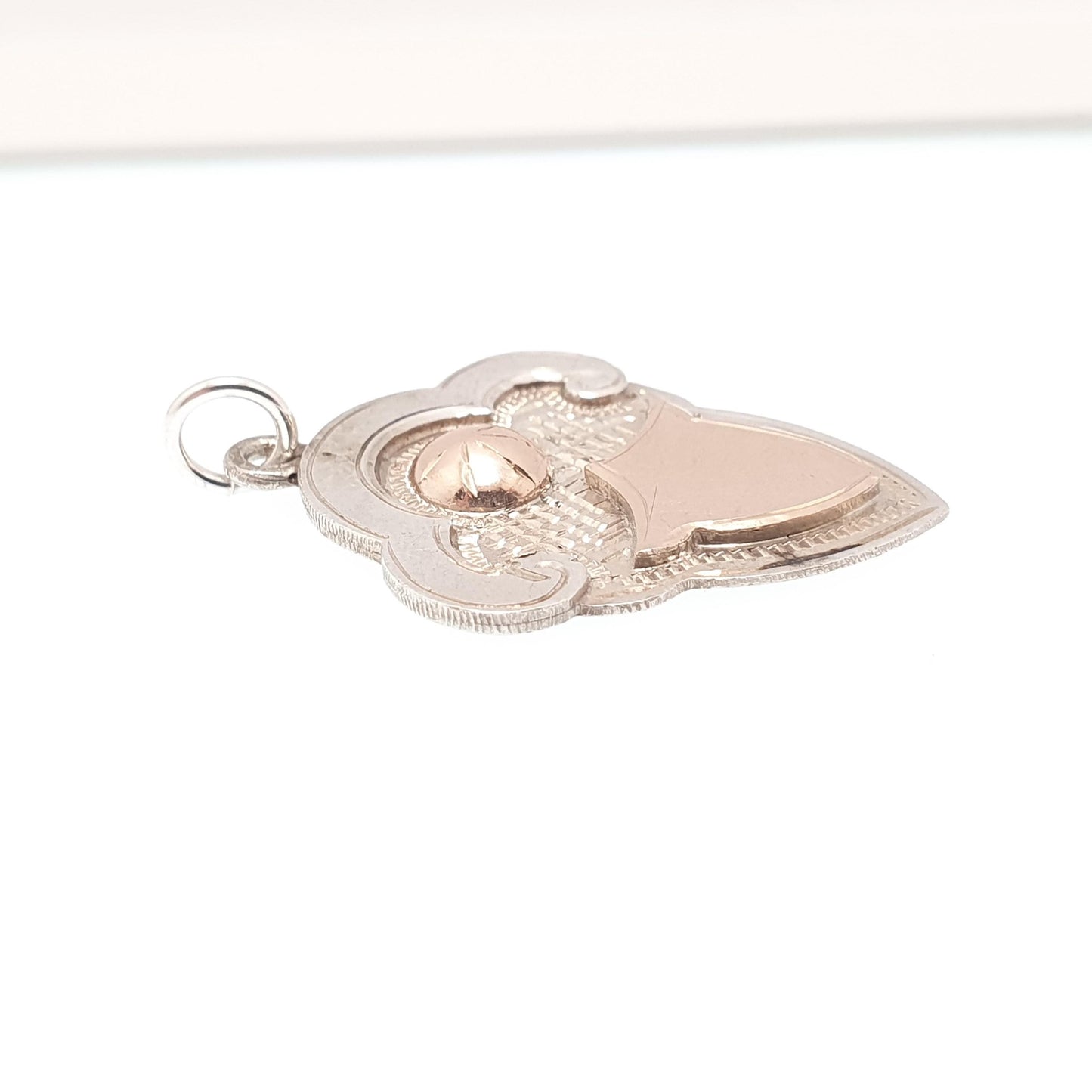 Antique Sterling Silver Shield Fob Pendant Rose Gold Albert Chain Dome Necklace Big Large Pocket Watch Necklace Jewelry Jewellery