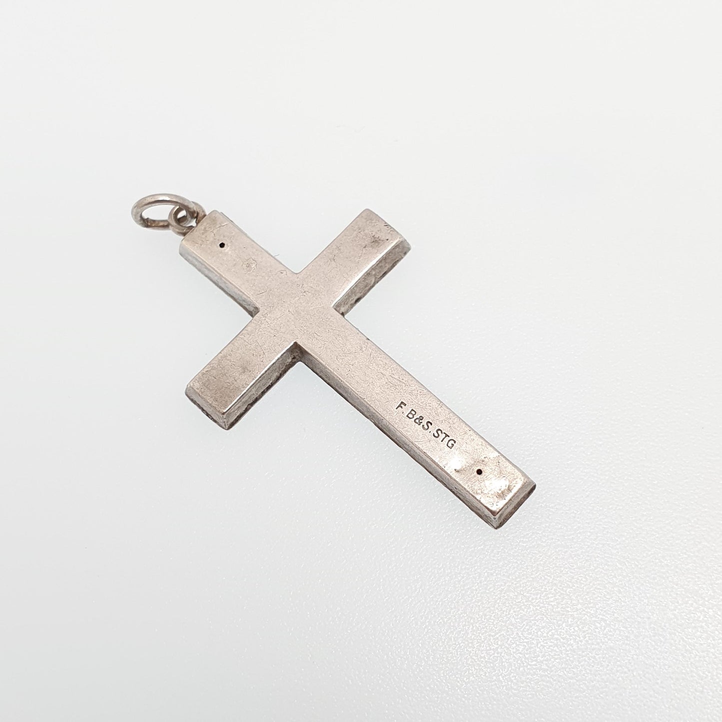 Antique Sterling Silver Crucifix Necklace Victorian Pendant Engraved Cross Catholic Christian Jewelry Vintage Mens Womens Jewellery