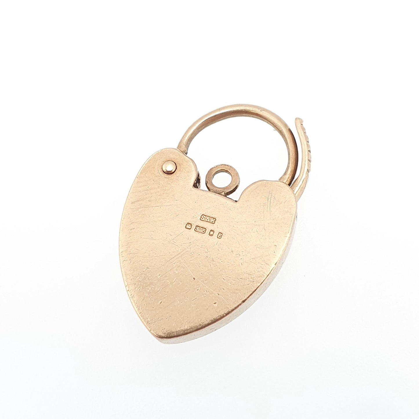 Vintage Solid Gold 9ct Padlock Bracelet Clasp Charm Engraved Large Big Necklace Pendant 1979 Hallmark Clasp Lock 9k Victorian Revival Womens