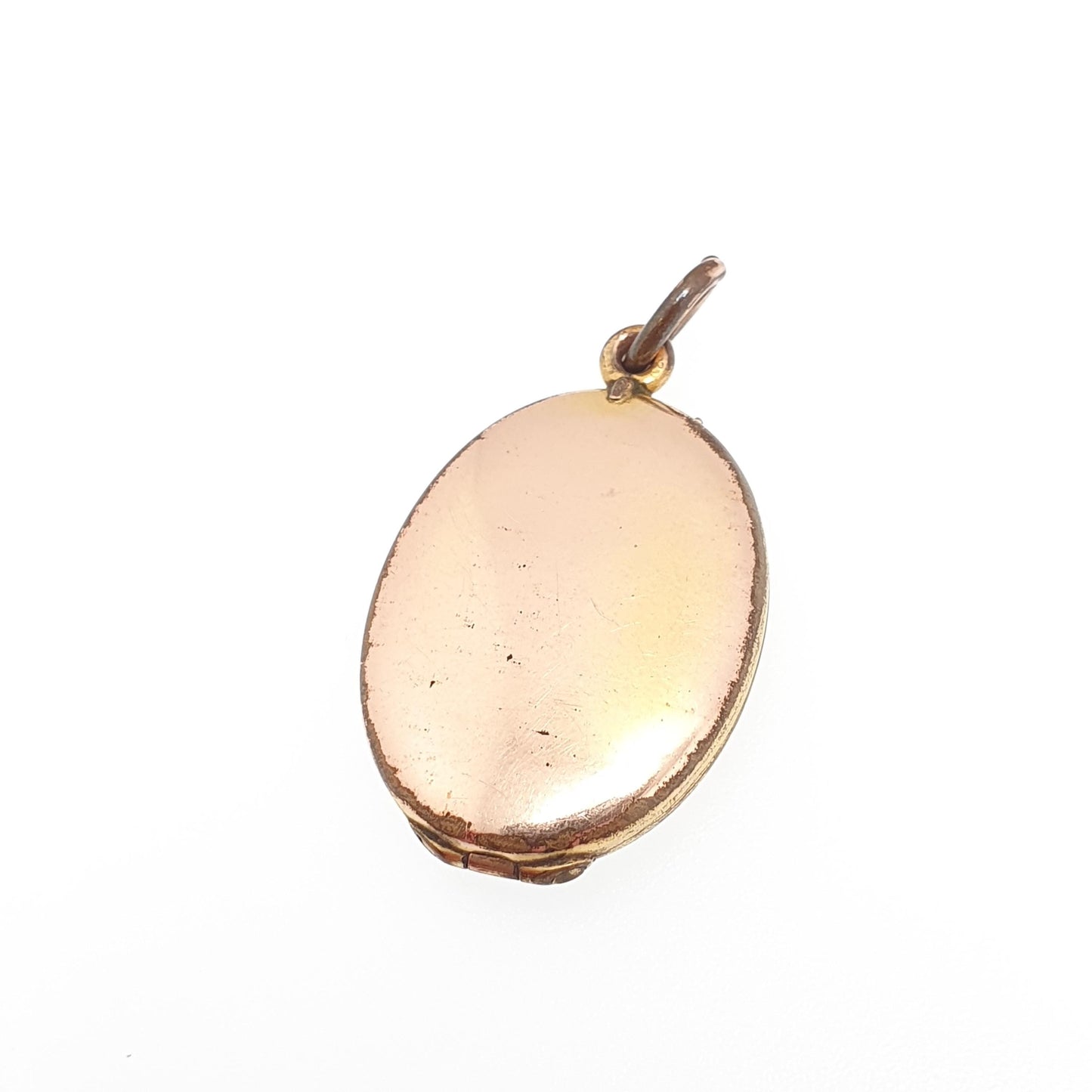 Antique Rolled Gold Locket Emerald Paste Seed Pearl Bow Necklace Pendant Victorian Yellow Filled Oval Pattern Vintage Jewellery Jewelry