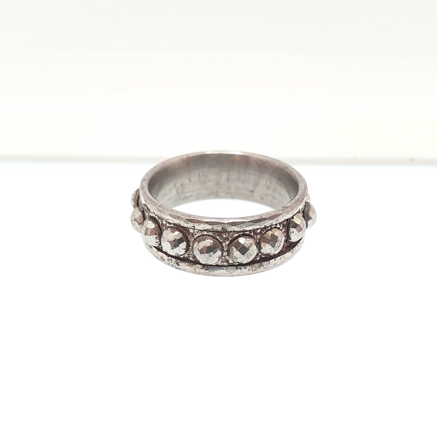 Antique Georgian Steel Cut Ring Band Full Eternity Very Rare Early 1800s Pre Victorian Faceted Handmade Artisan Vintage Jewelry Jewellery